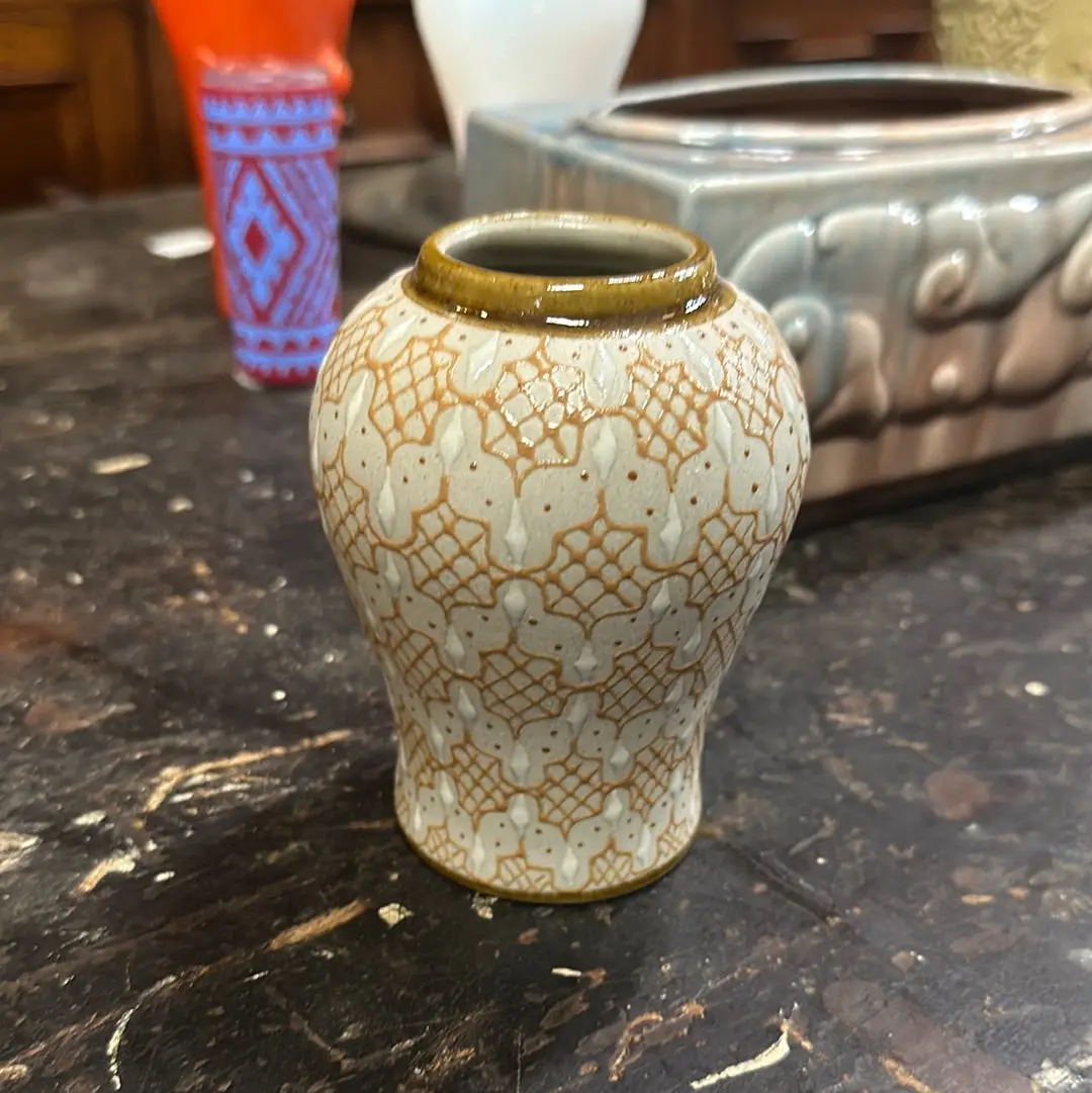 Casher Glazed Mexican Pottery Vase 1