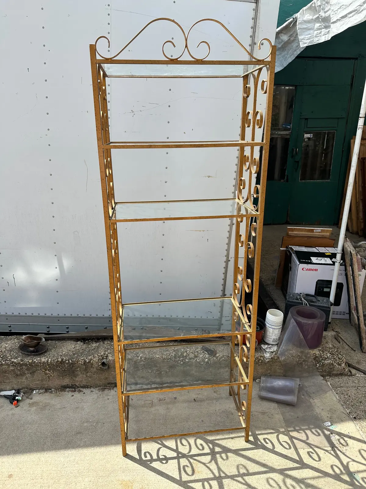 Hollywood Regency Gold Shelf Unit 1