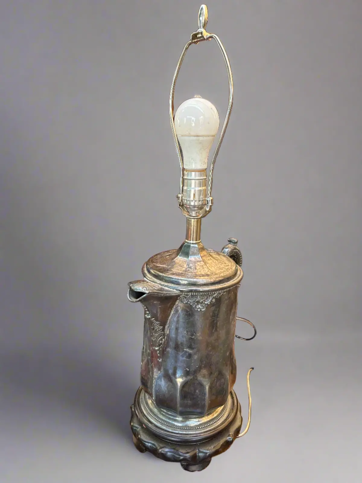 Victorian Caffe Pot Spelter Lamp 1