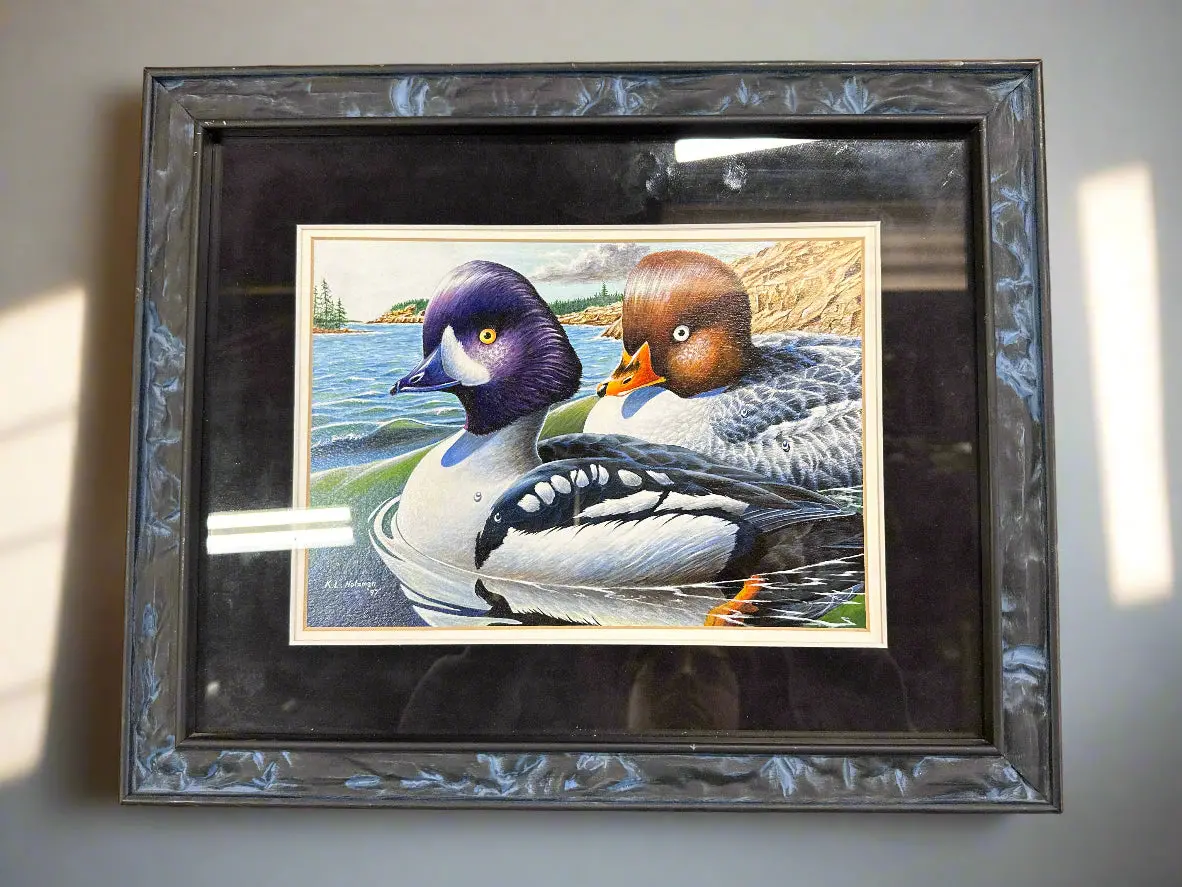 Small Framed Water Color Of Ducks Signed Kerry Holzman 1
