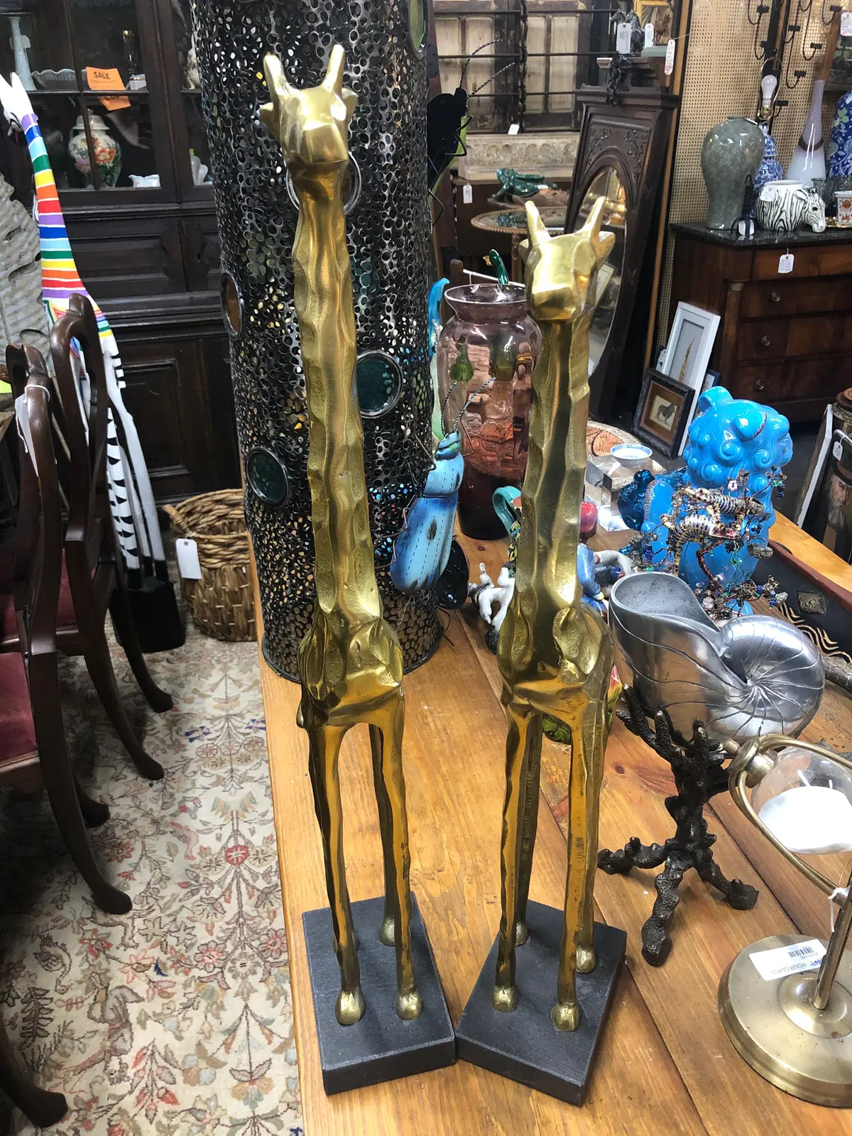 Pair Of Brass Giraffes 1