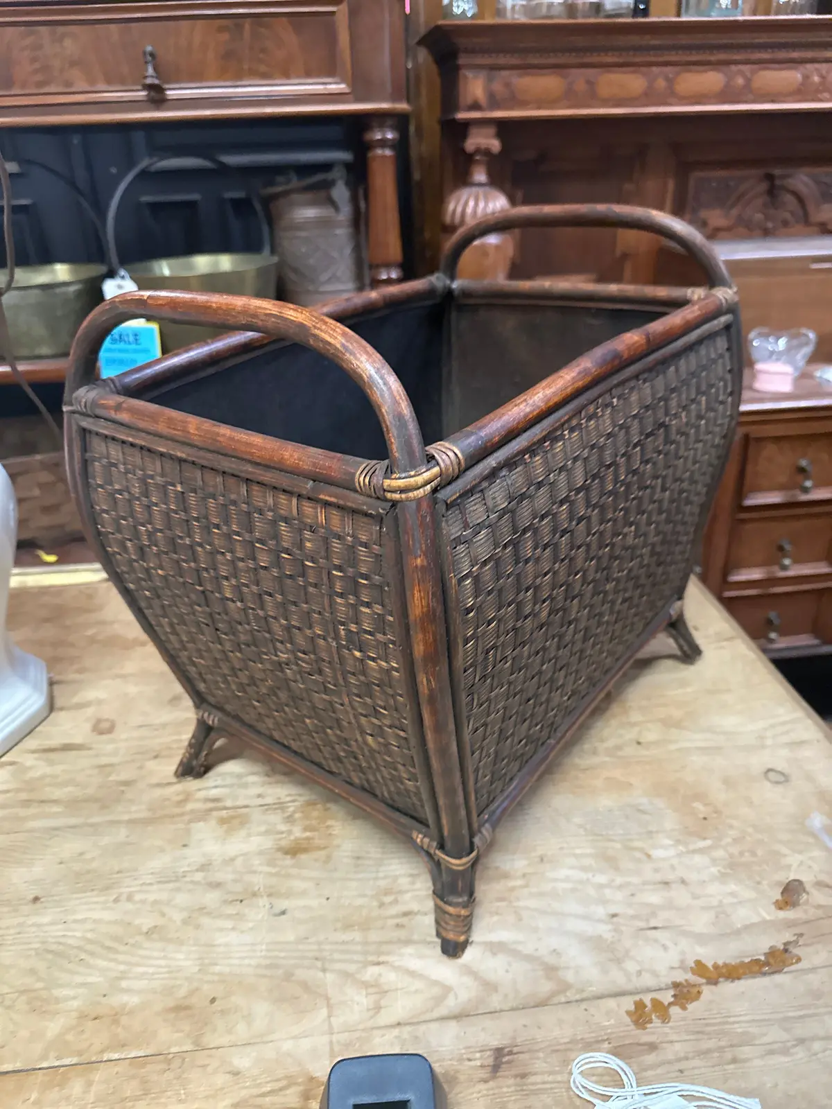 Rattan And Cane Magazine Holder-Not Old 1