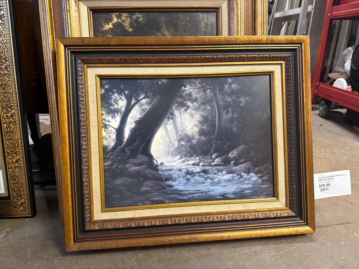 Framed Windberg Print Of A Babbling Brook 1