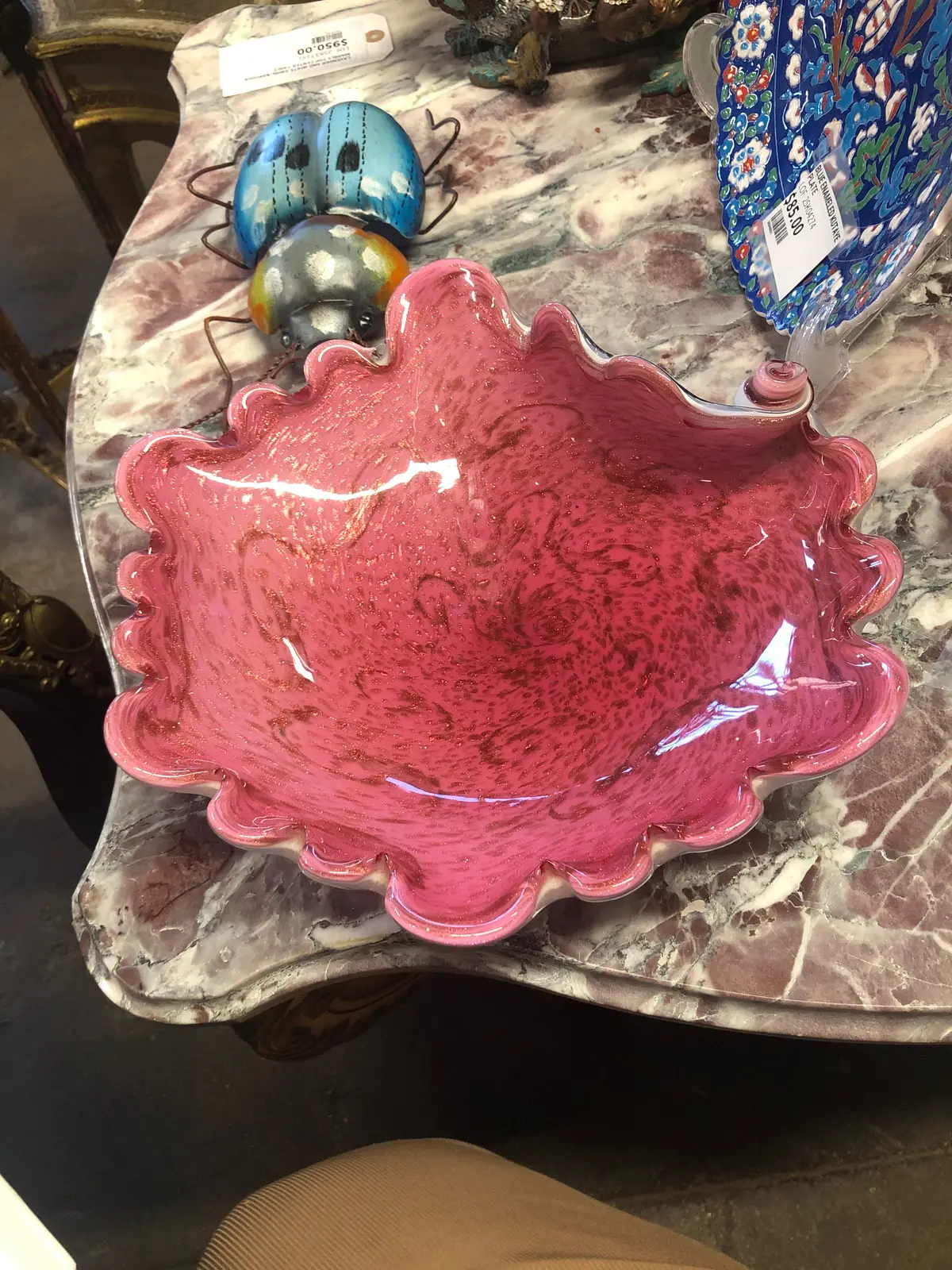Large Pink Murano Glass Bowl 1