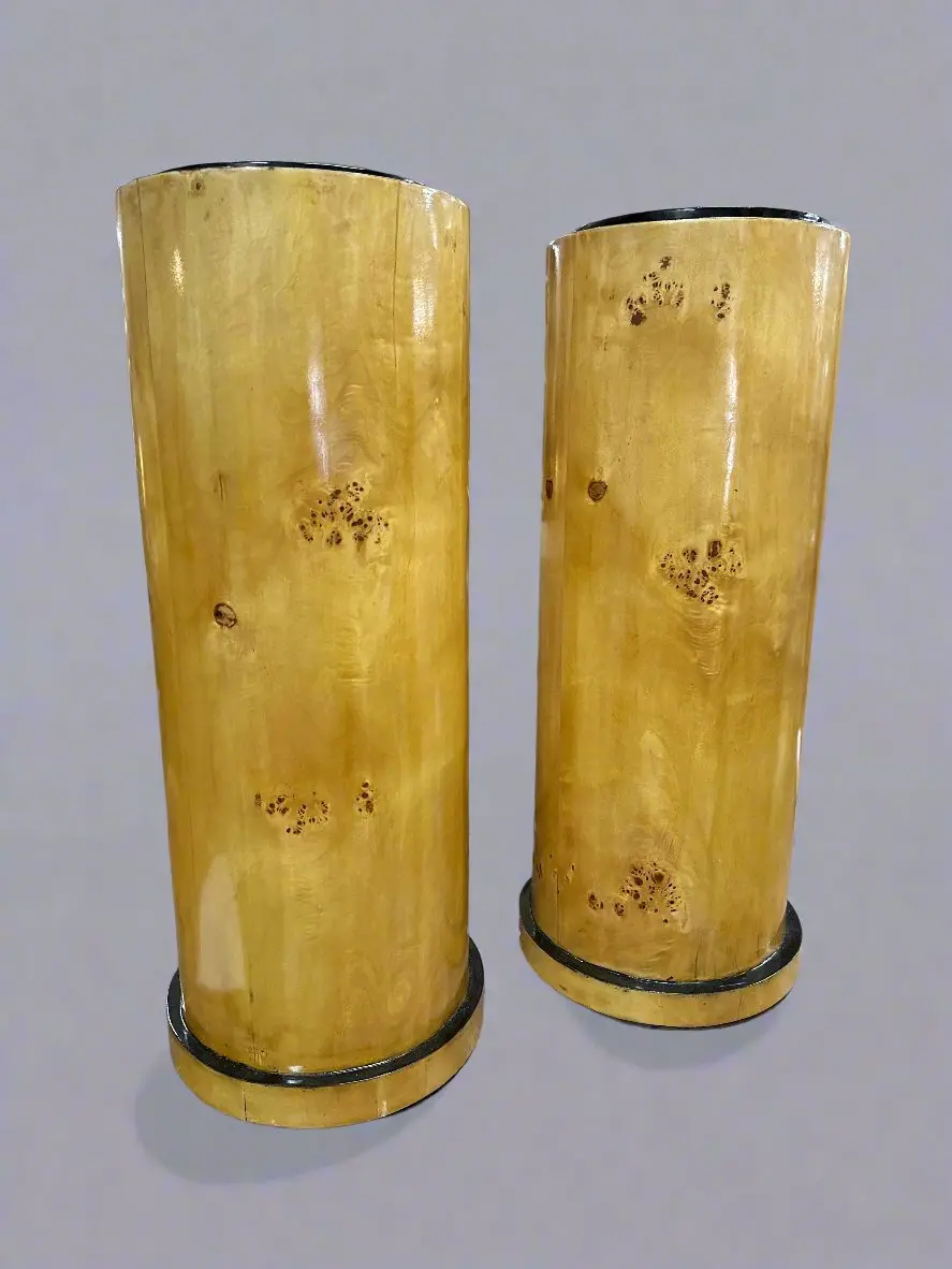 Pair Of Deco Bird's Eye Maple Pedestals 1