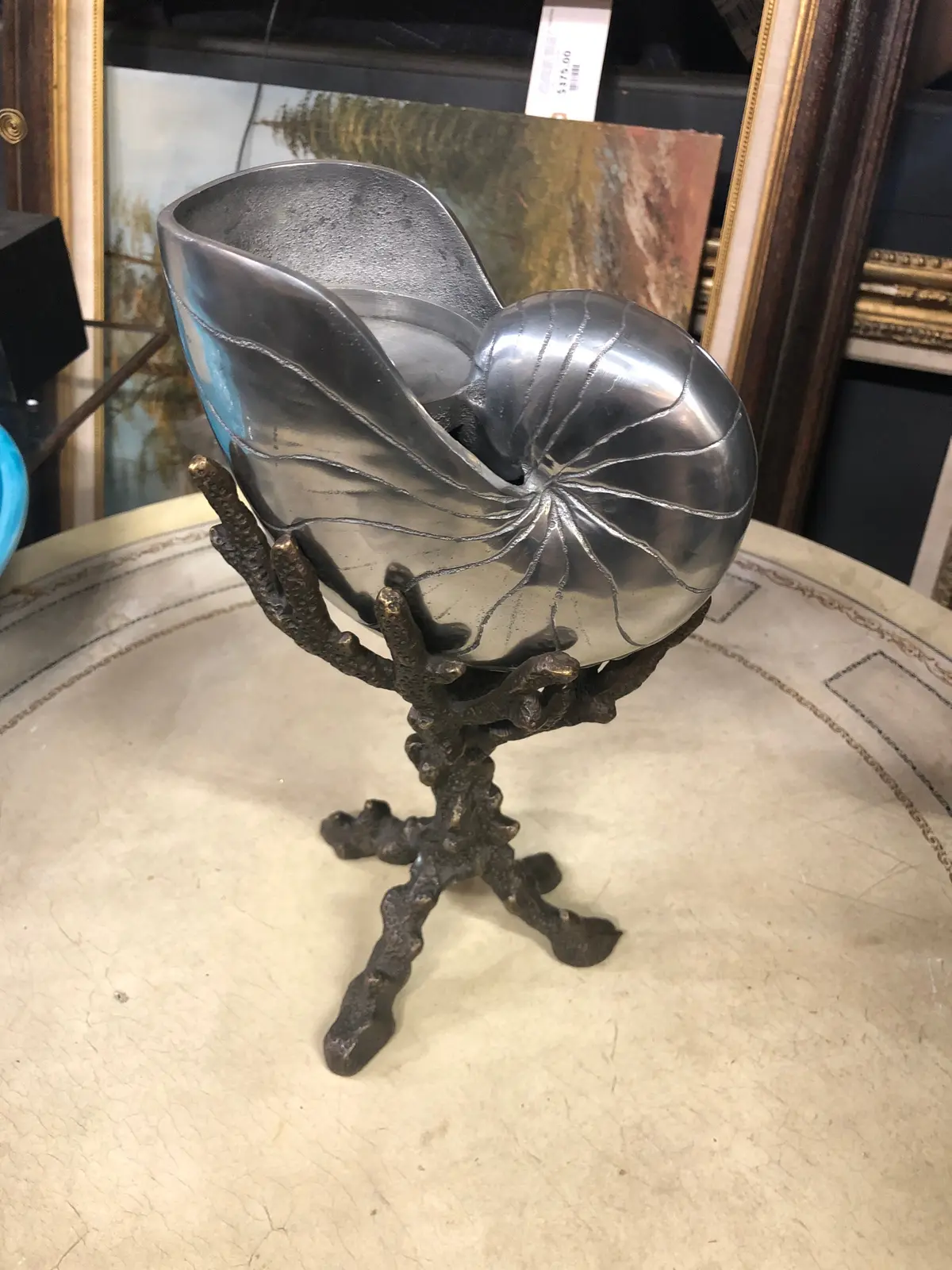 Small Chrome Nautilus On Bronze Base 1