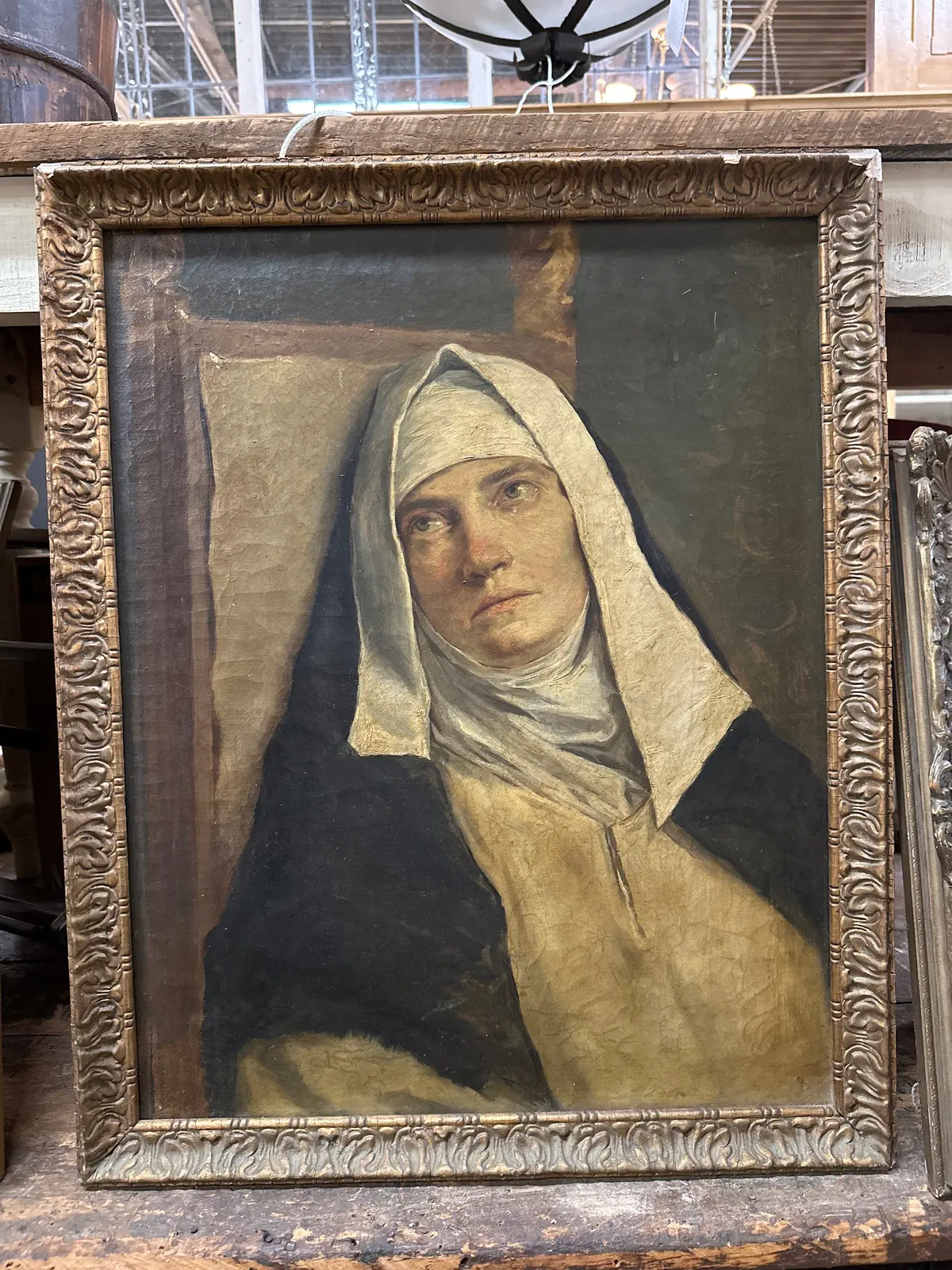 Framed Nun Oil Painting 1