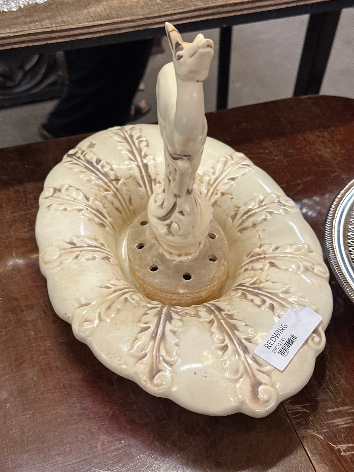 Redwing Deer Console Bowl Or Flower Frog-As Found 1