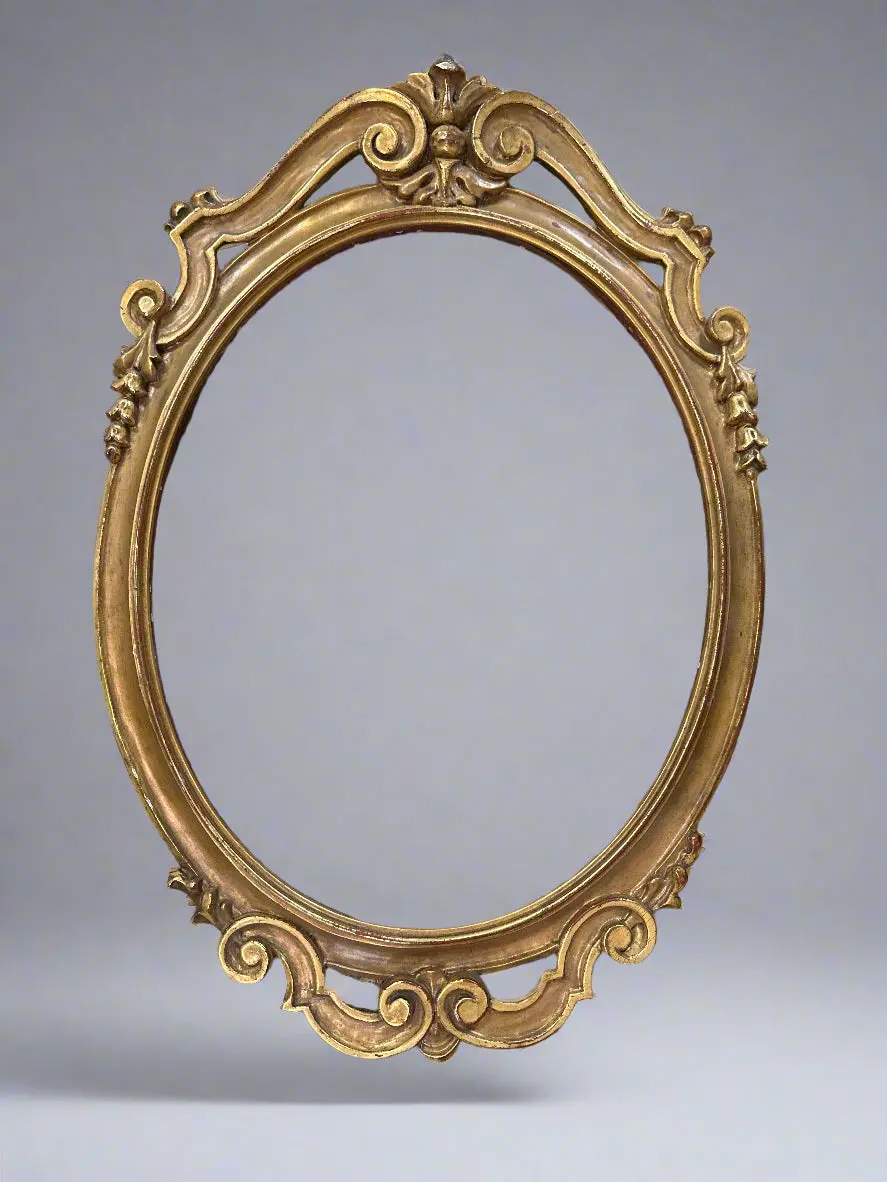 French Carved Oval Gilt Frame With Rosettes And Foliage 1