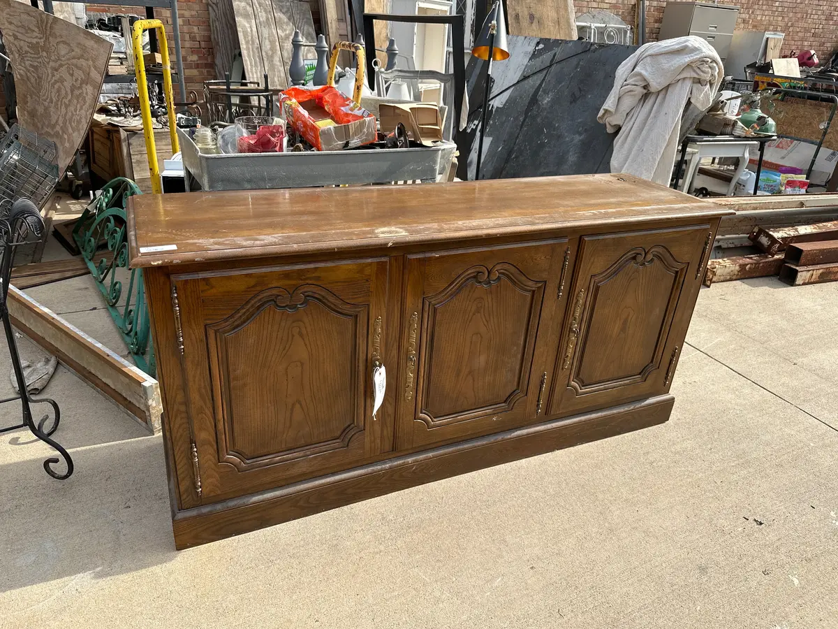Vintage Oak 3 Door Louis Xv Style Server 1