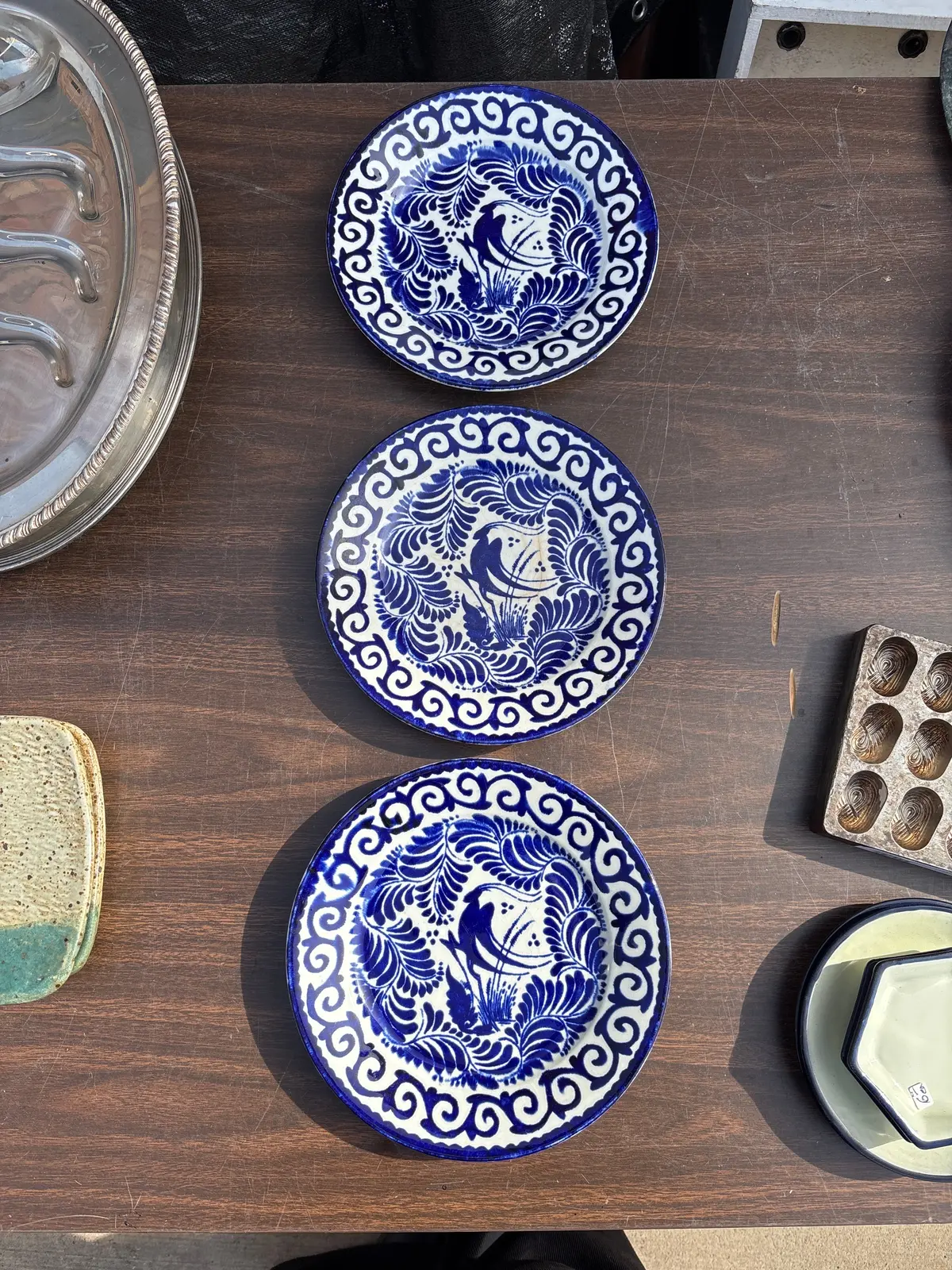 Set Of 3 Blue And White Plates 1