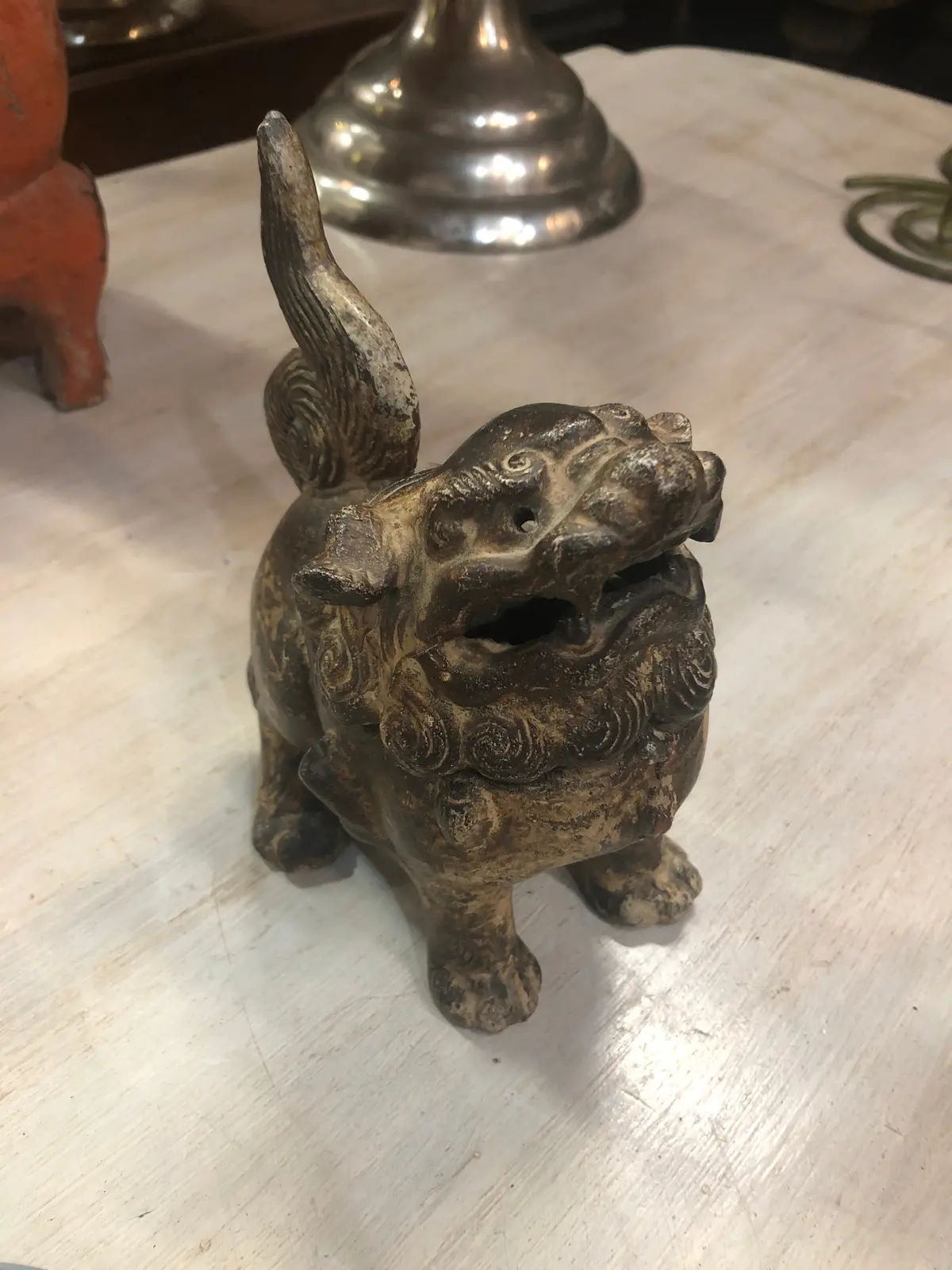 Cast Iron Foo Dog Incense Burner 1