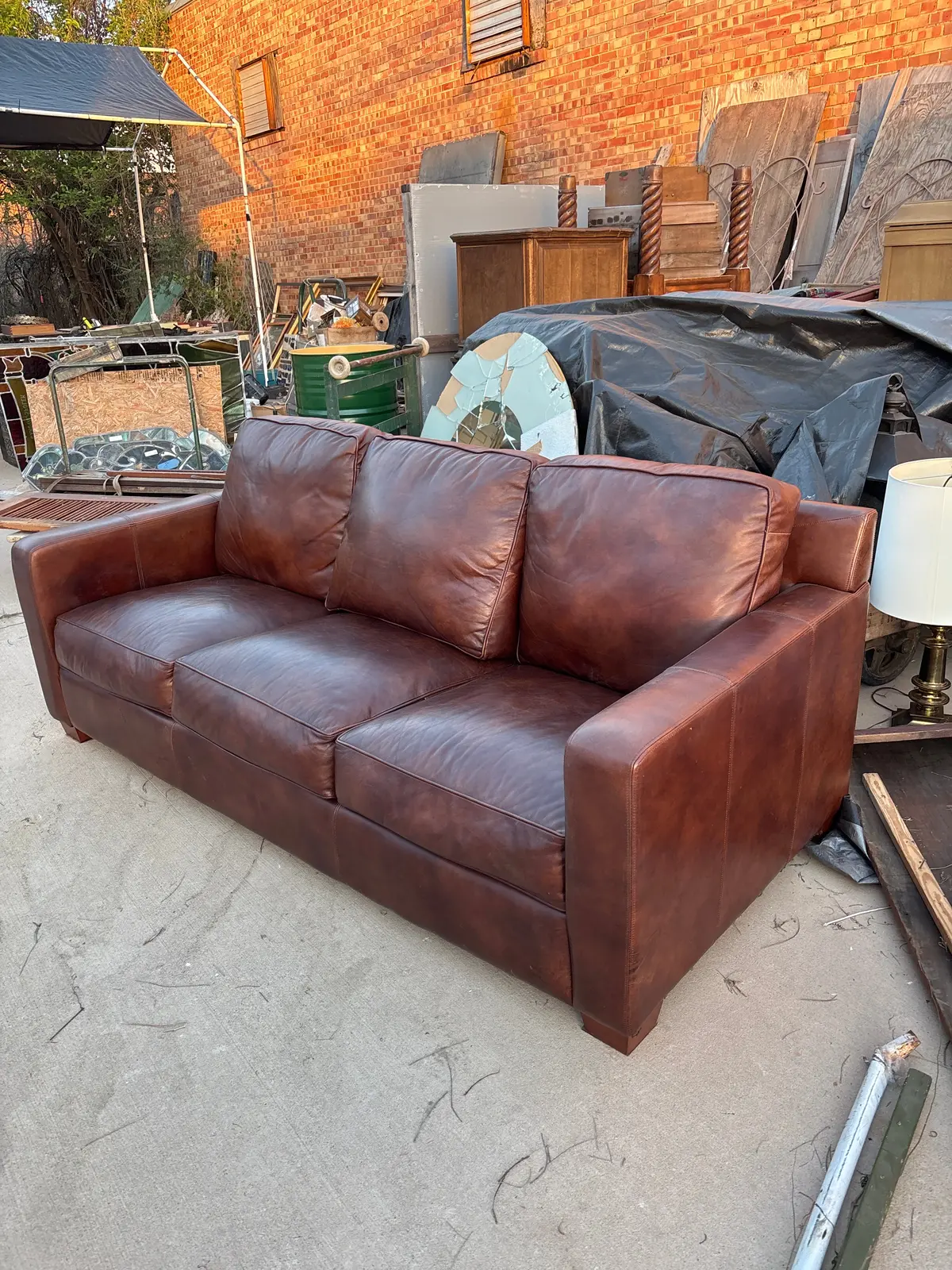 Leather 3 Cushion Sofa 1