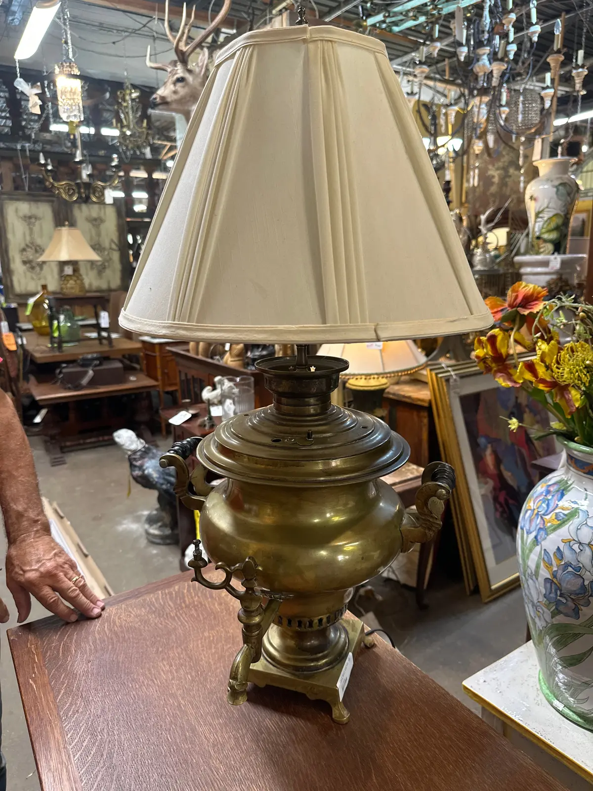 Large Brass Samovar Lamp 1