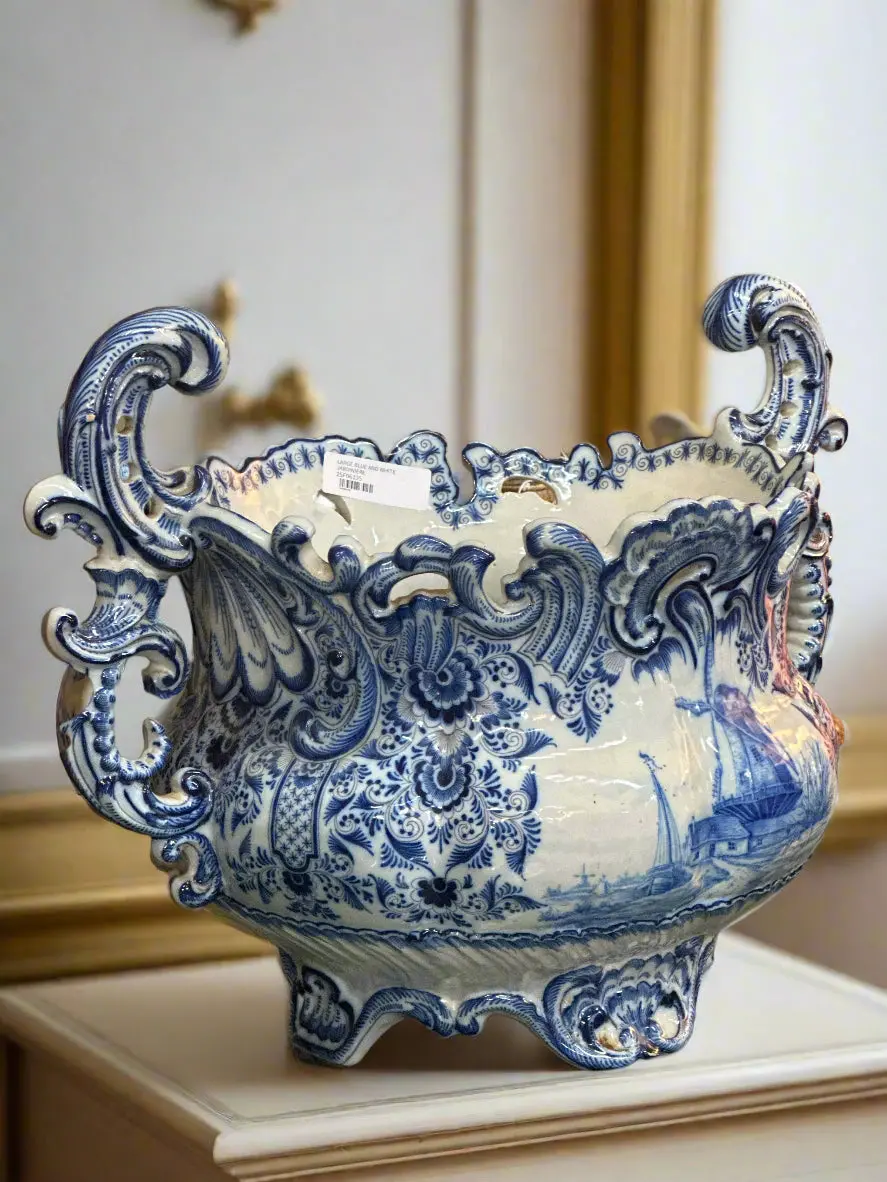 Large Blue And White Jardiniere 1