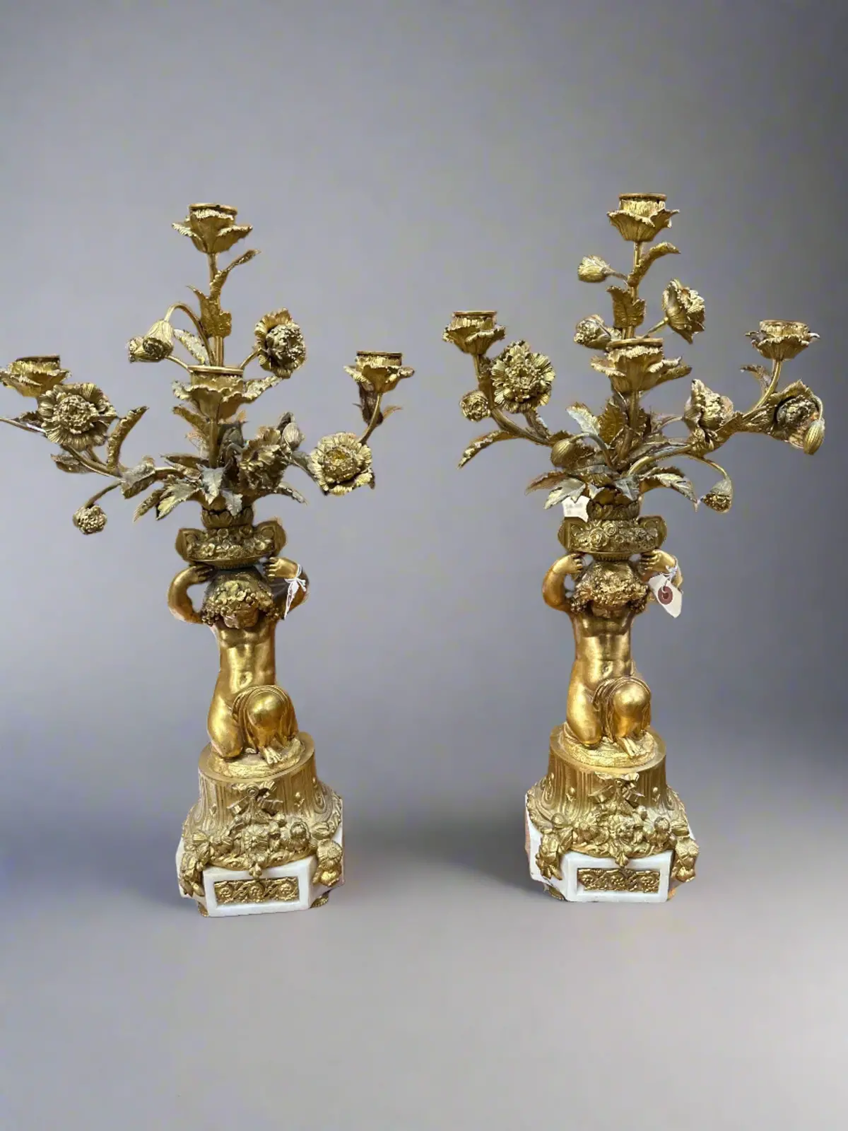 Gilt Bronze Putti Candleabras 1
