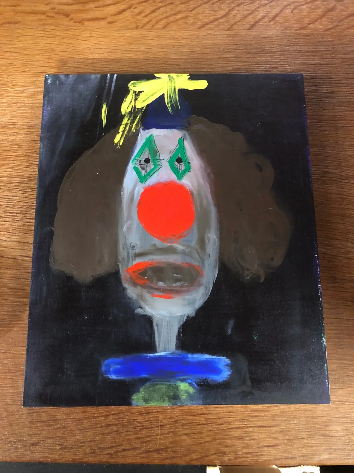 Small Clown Painting On Board Signed John Torok 1