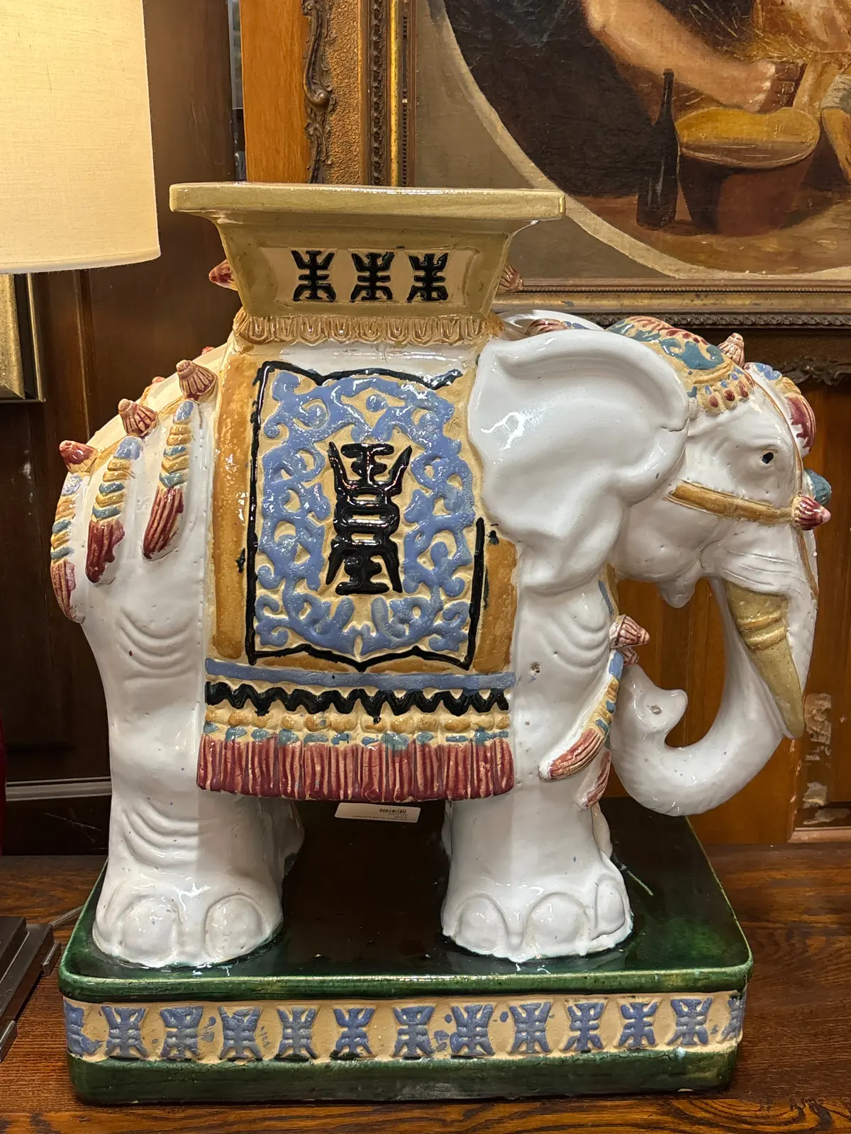Colorful Vintage Ceramic Glazed Elephant Stand 1