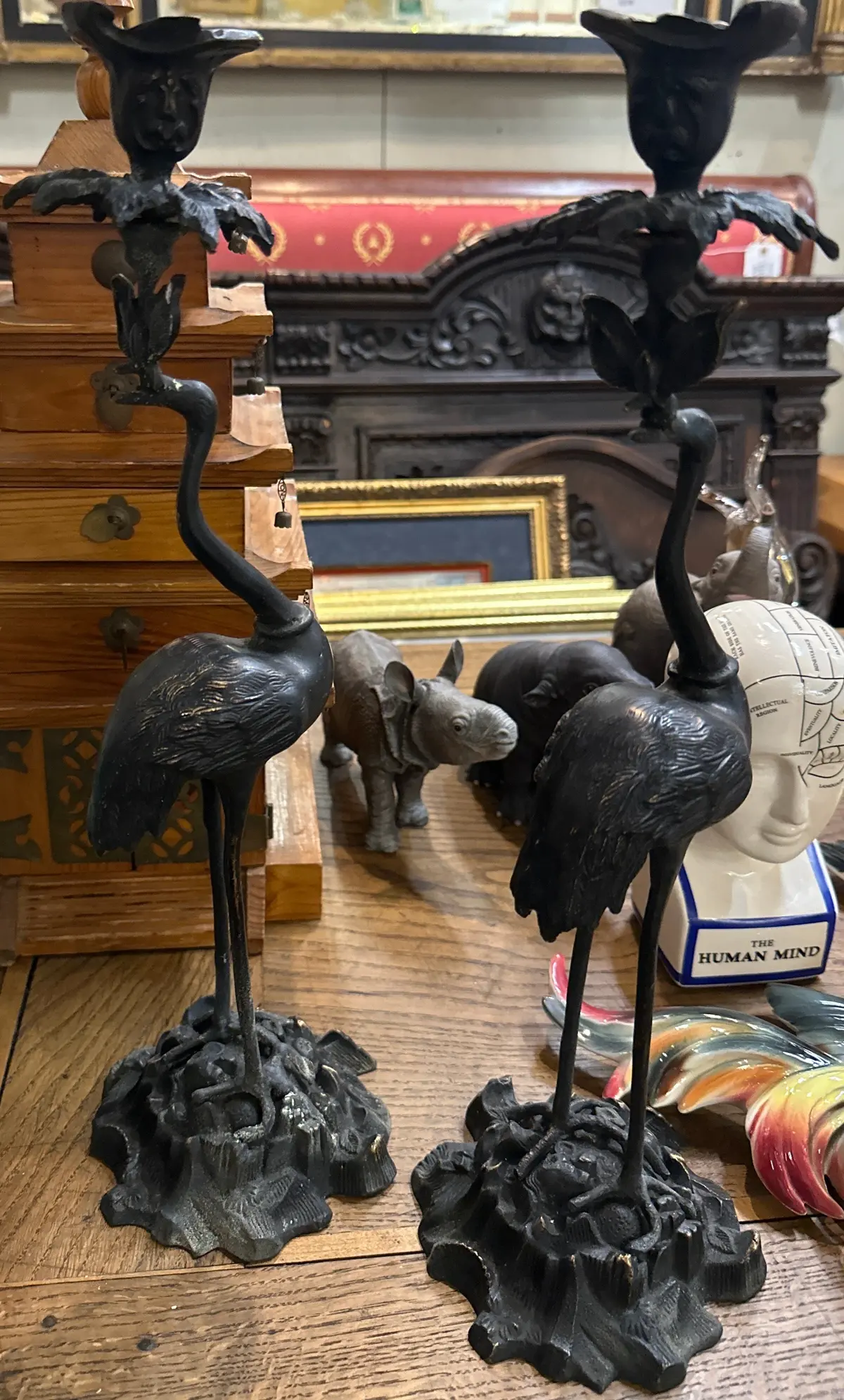 Pair Of Tall Egret Candle Sticks 1