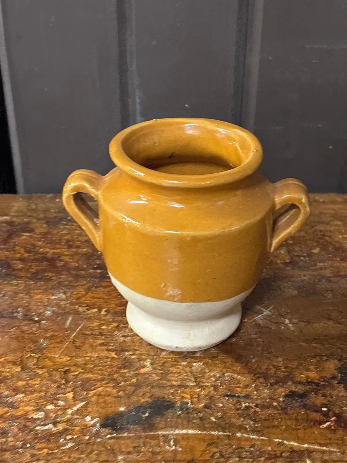 Tiny Glazed Orange Jardinere With Handles 1