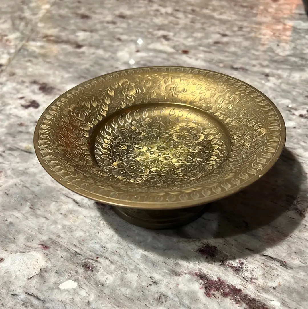 Etched Brass Footed Catched All Dish 1