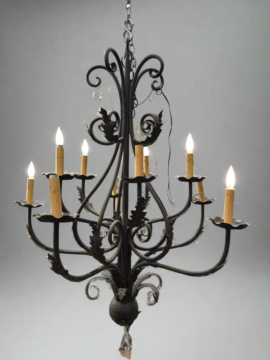 10 Light 2 Tier Wrought Iron Chandelier 1