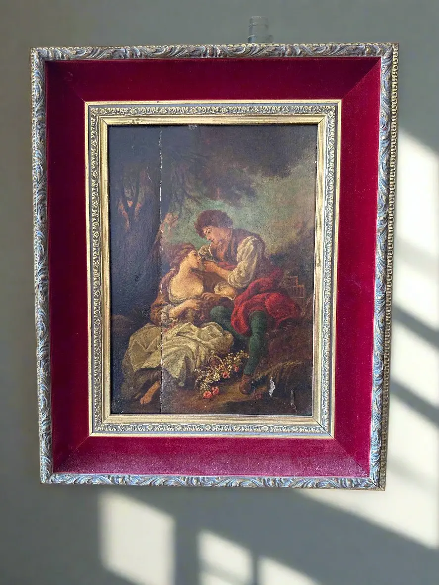 Framed Copy Of "La Cage" By Francois Boucher" As Found 1