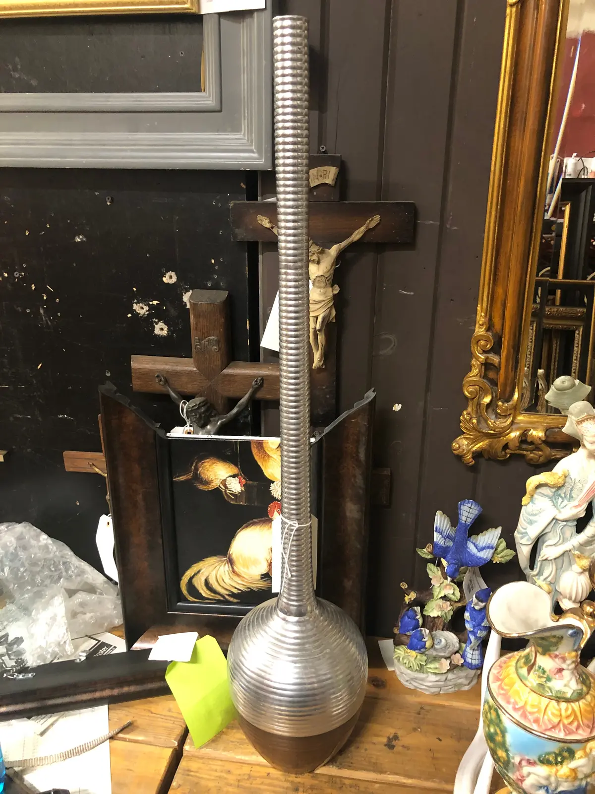 Tall Aluminum Ribbed Vase 1