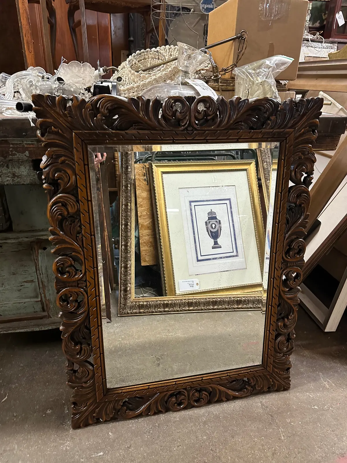 Pierce Carved Walnut Mirror 1
