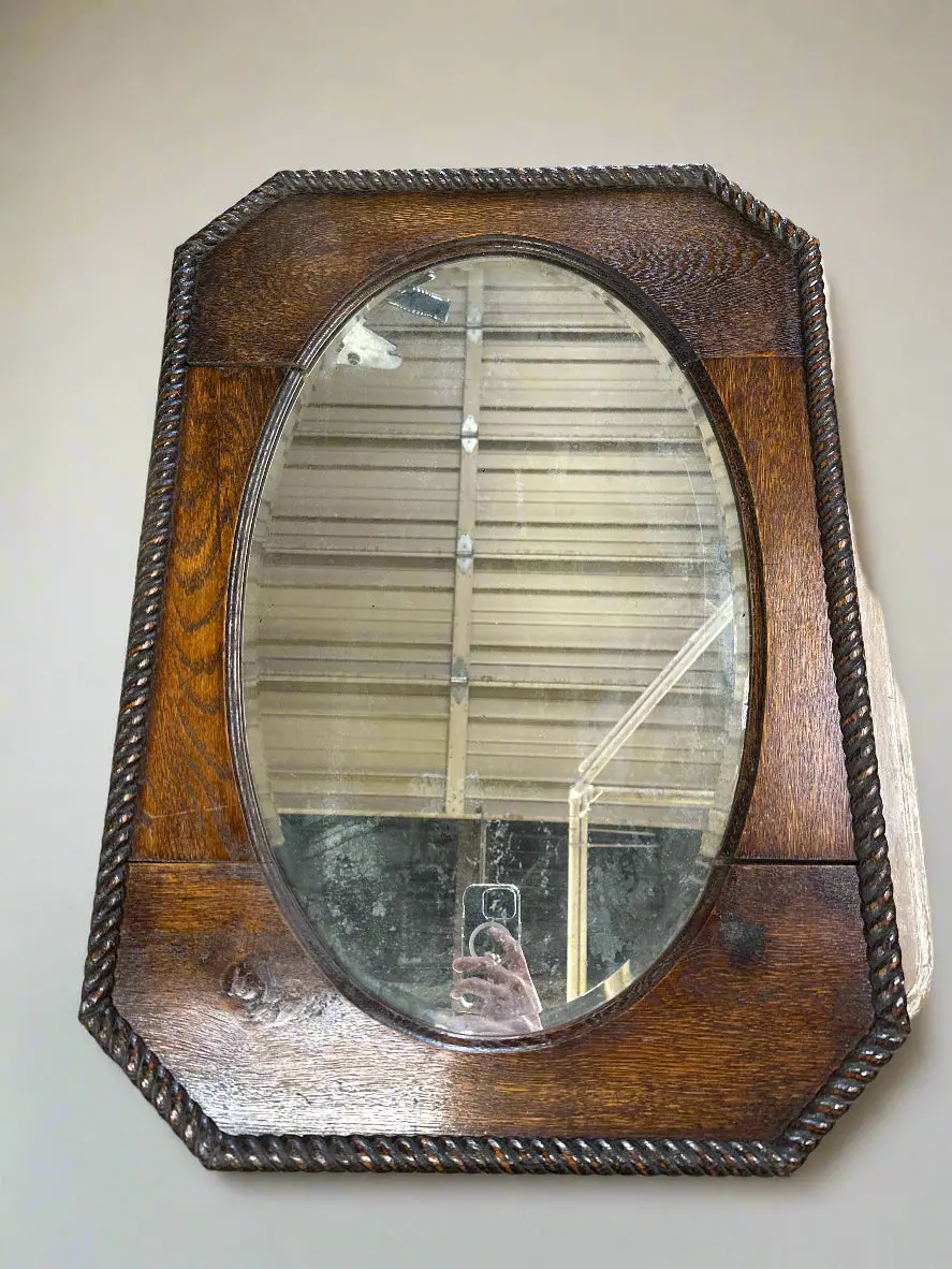 Jacobean Oak Oval Center Mirror 1