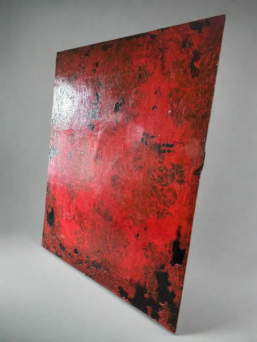 Giant Red And Black Modern Painting Signed As Found 1