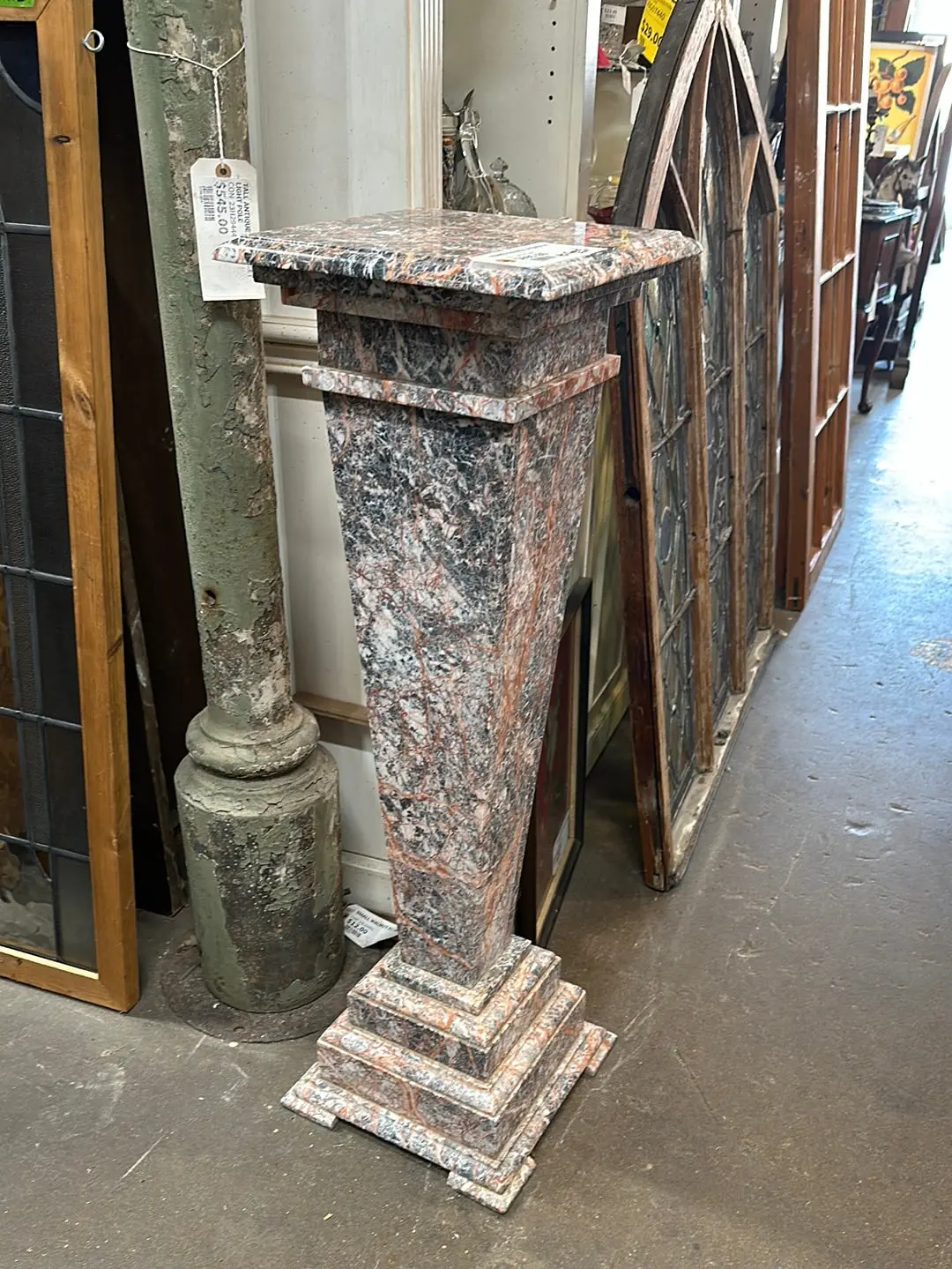 Veined Marble Pedestal As Found 1