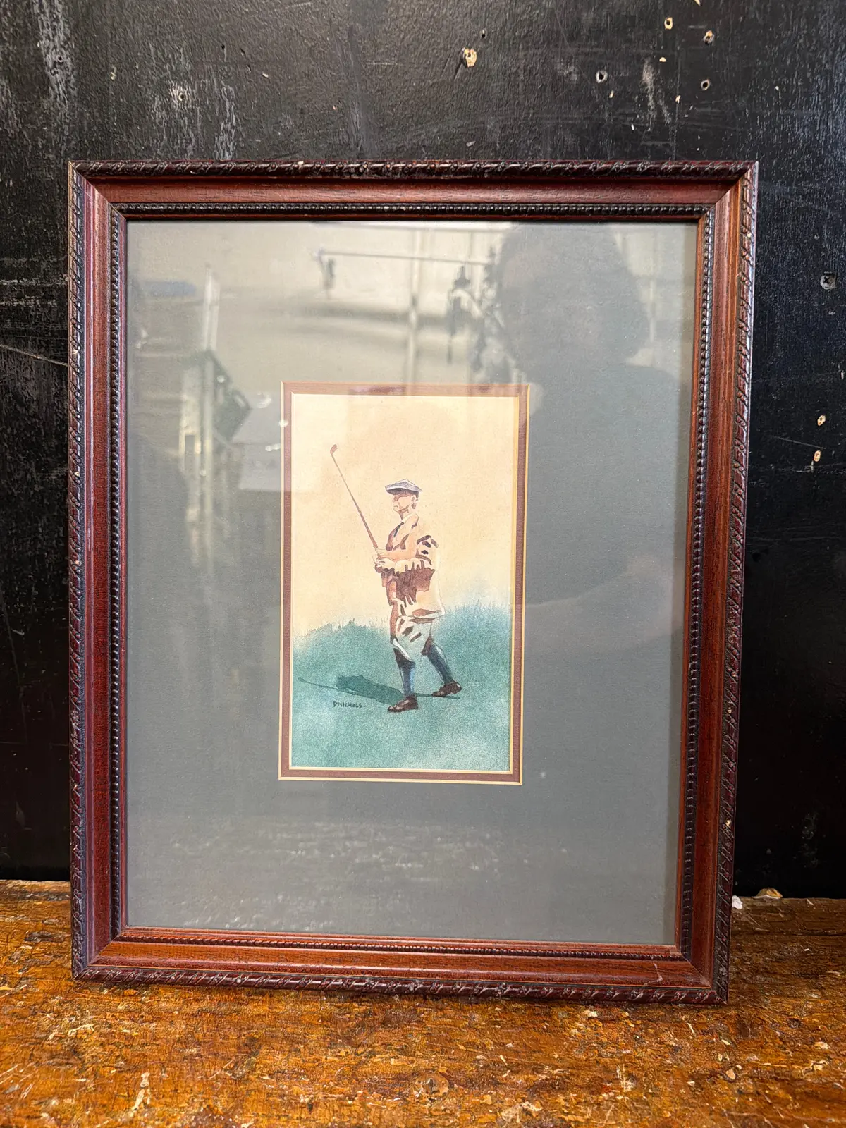 Small Mahogany Frame With Golf Print 1 Of 2 1