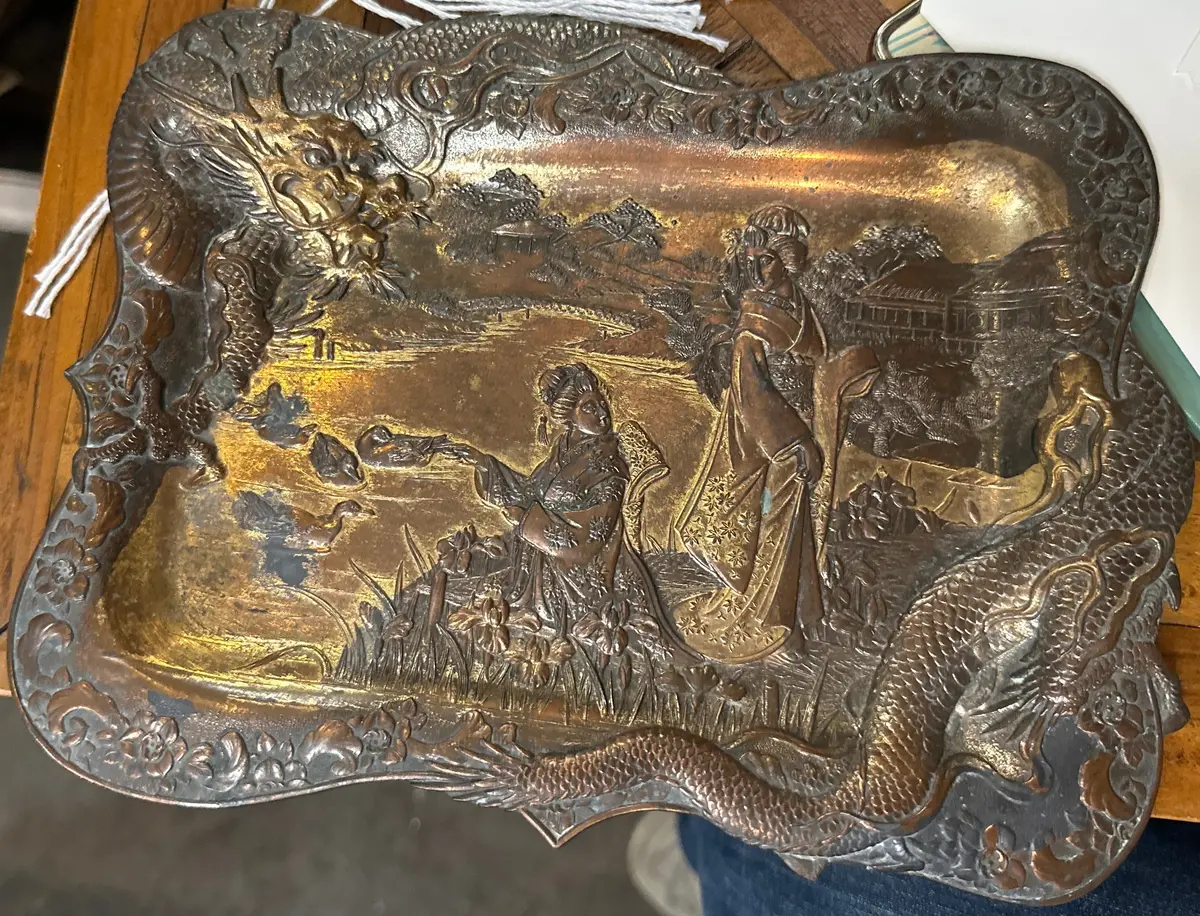 Japanese Dragons And Ladies Metal Tray 1