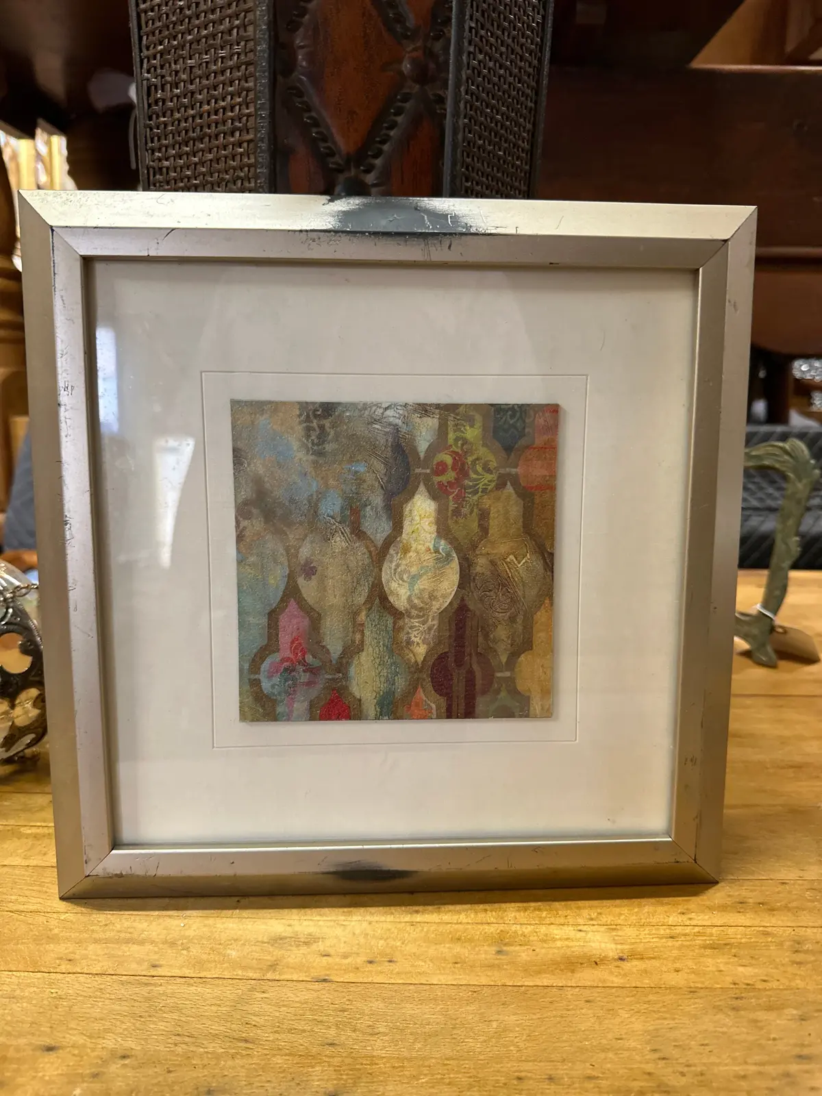 Small Silver Framed Abstract Art 1