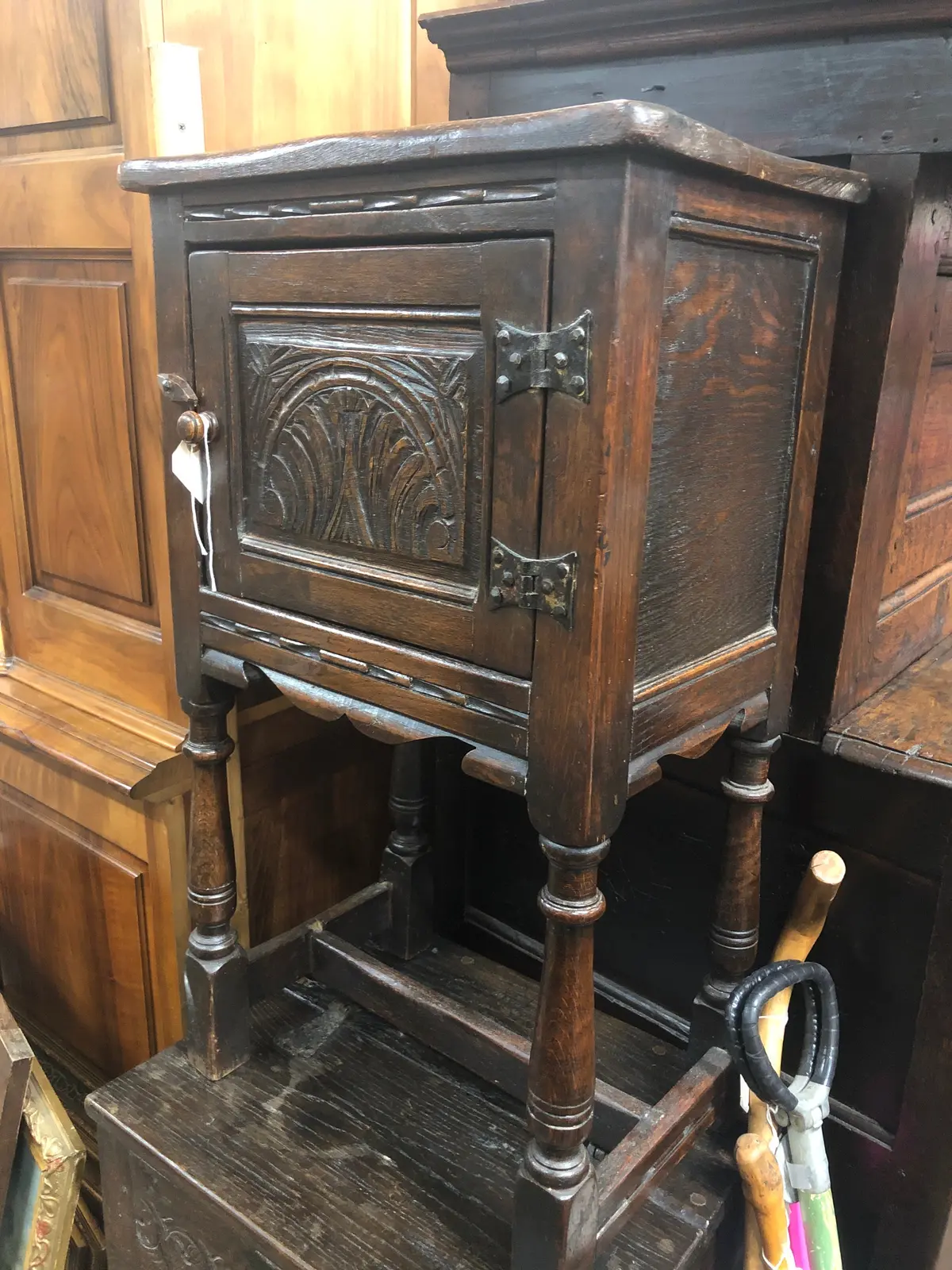 Tudor Carved 1 Door Early Night Stand 1