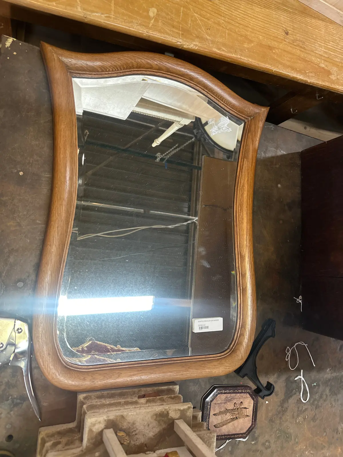Shape Beveled Oak Mirror 1