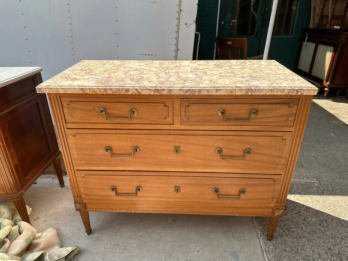 Louis Xvi Marble Top Mahogany Commode 1