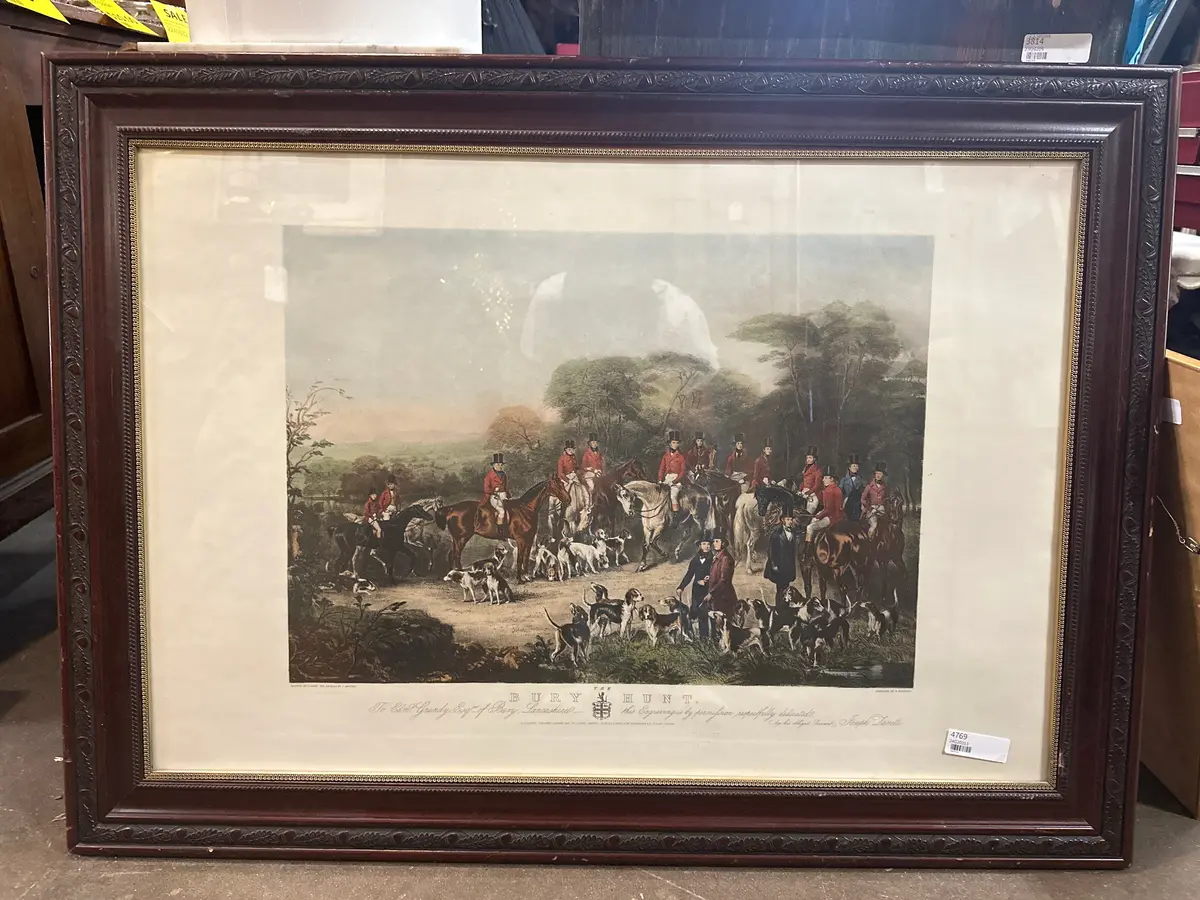 Large Framed Print Of A Fox Hunt Engraving 1