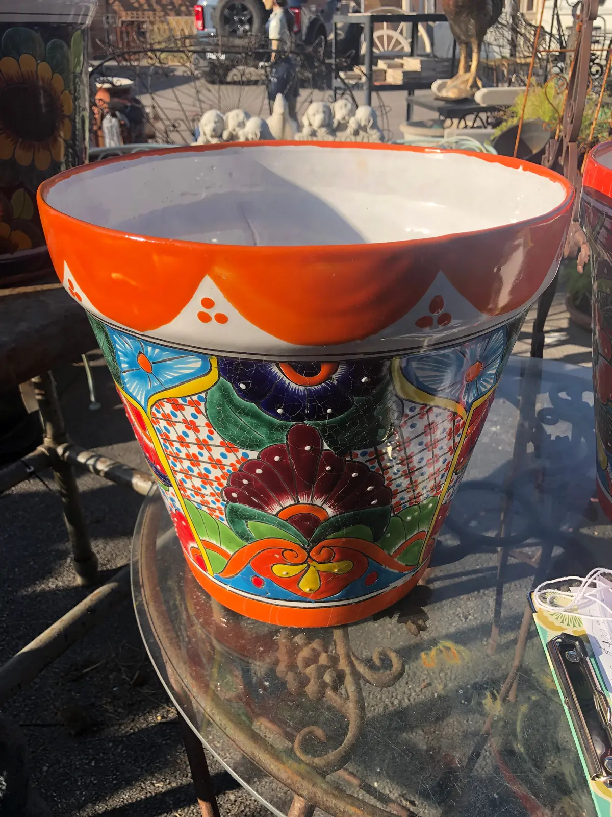 Small Talavera Floral Glazed Pot Each 1
