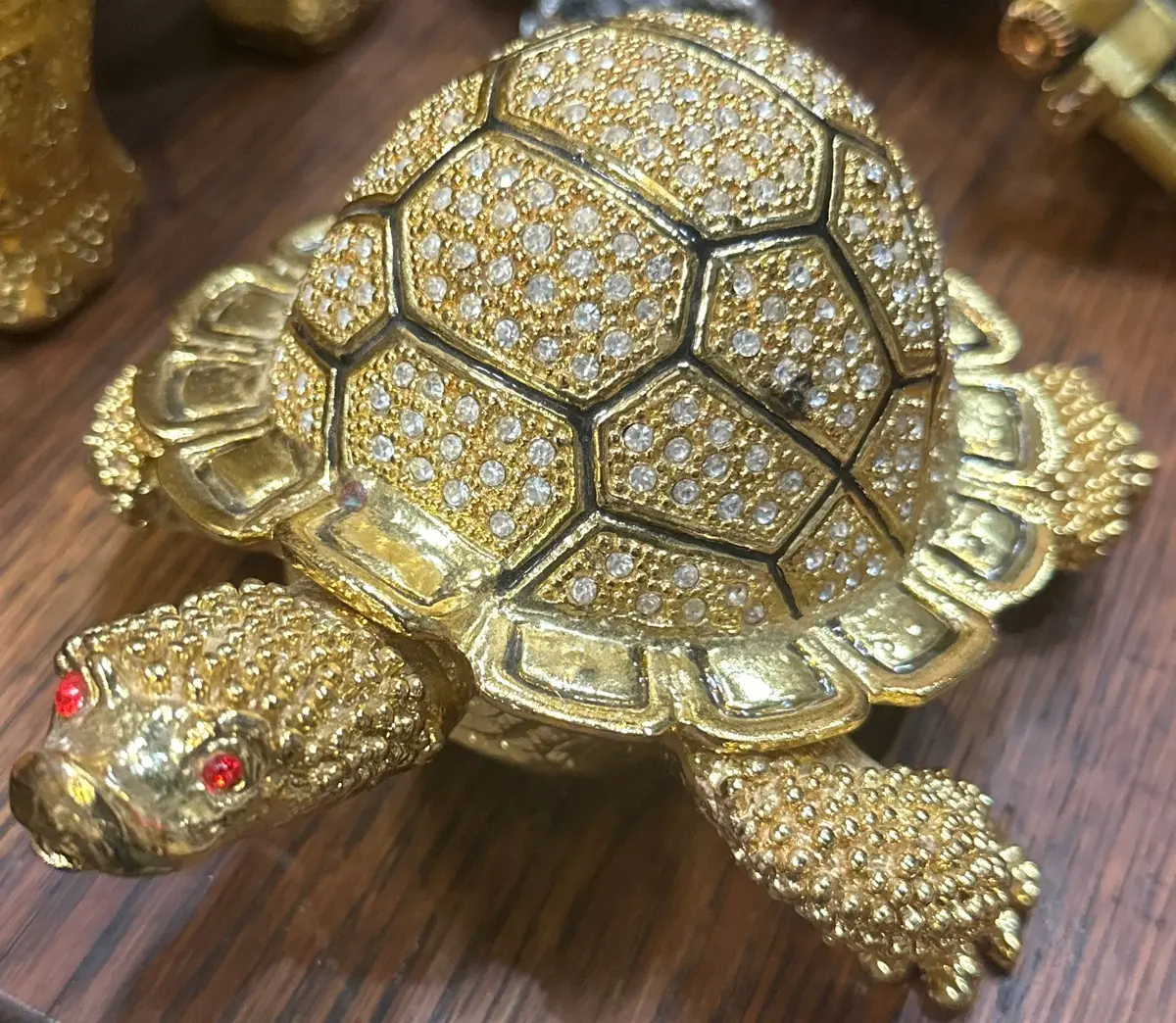 Gold Colored Jeweled Turtle Box 1