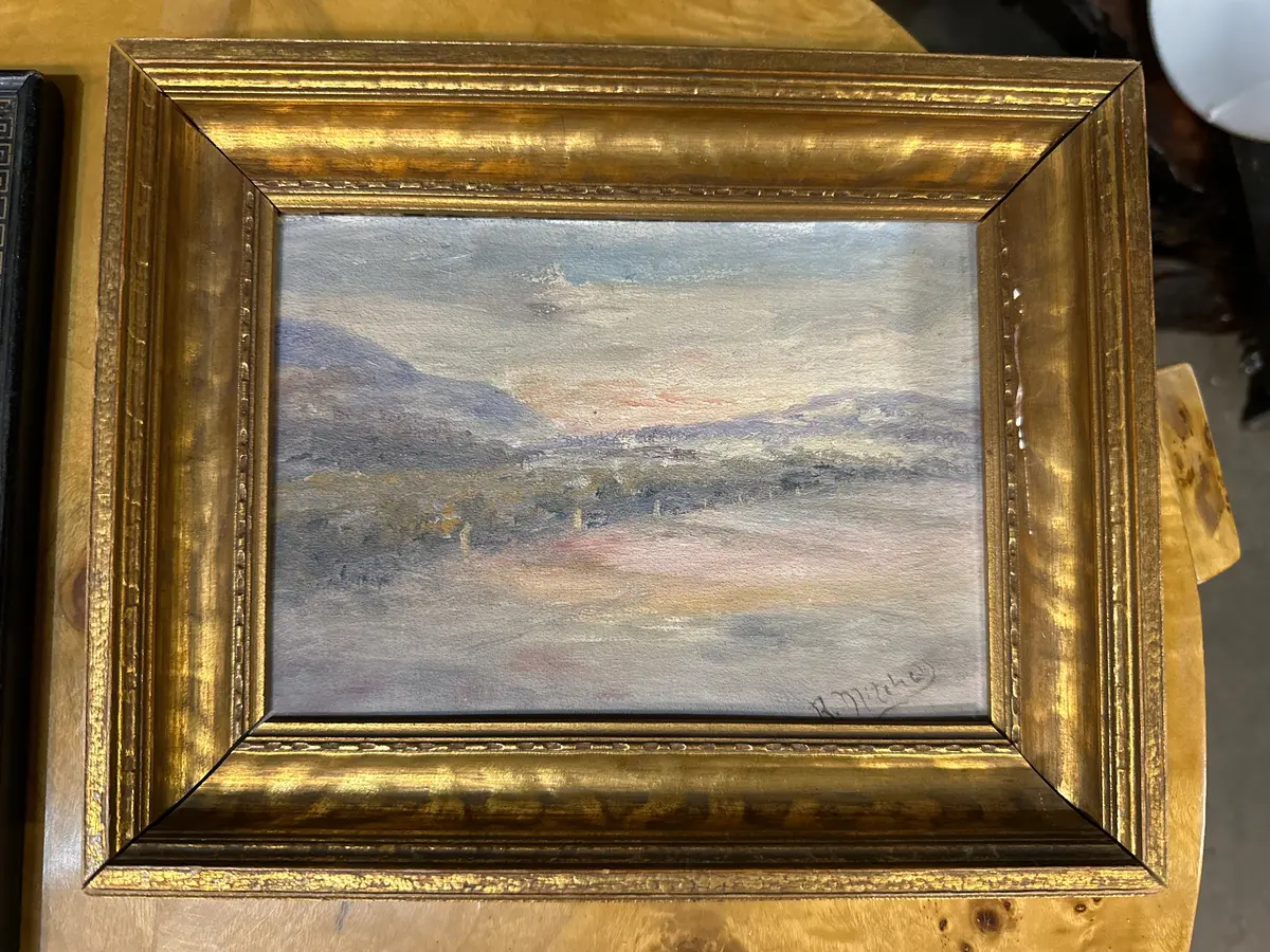 Small Gilt Framed Landscape Oil Painting, Signed 1