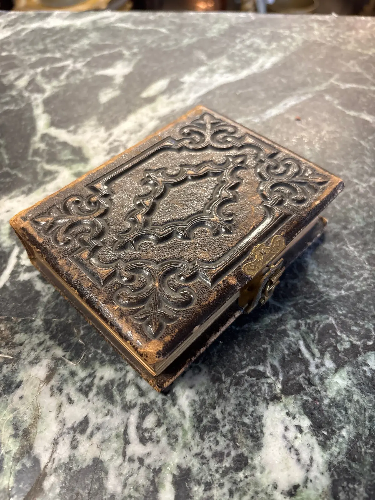 Small Early Embossed Leather Photo Album 1