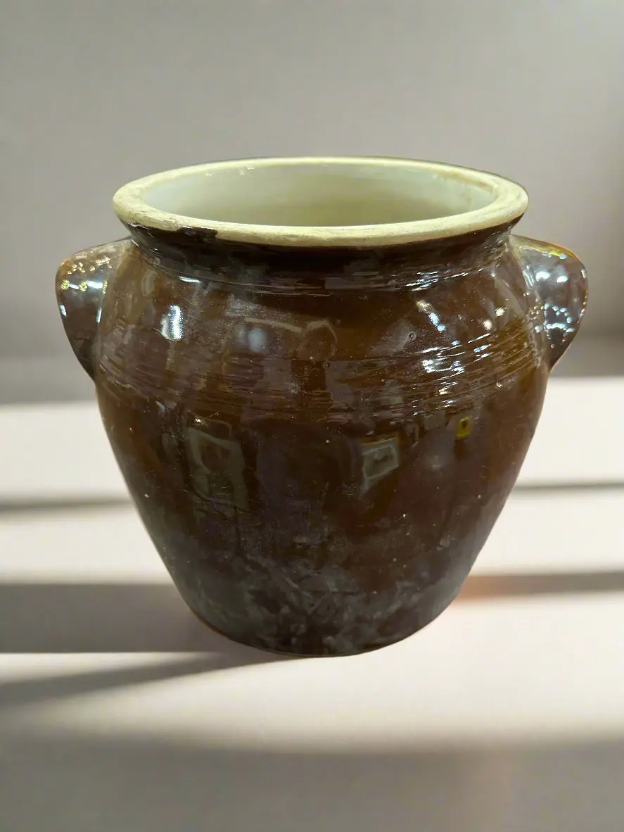 Small Open Dark Brown Crock 1