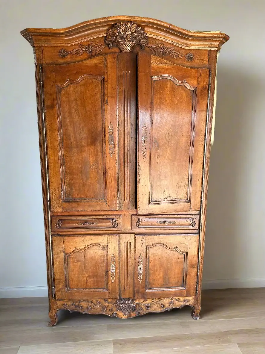 Antique French Cherry 4 Door Cupboard 1