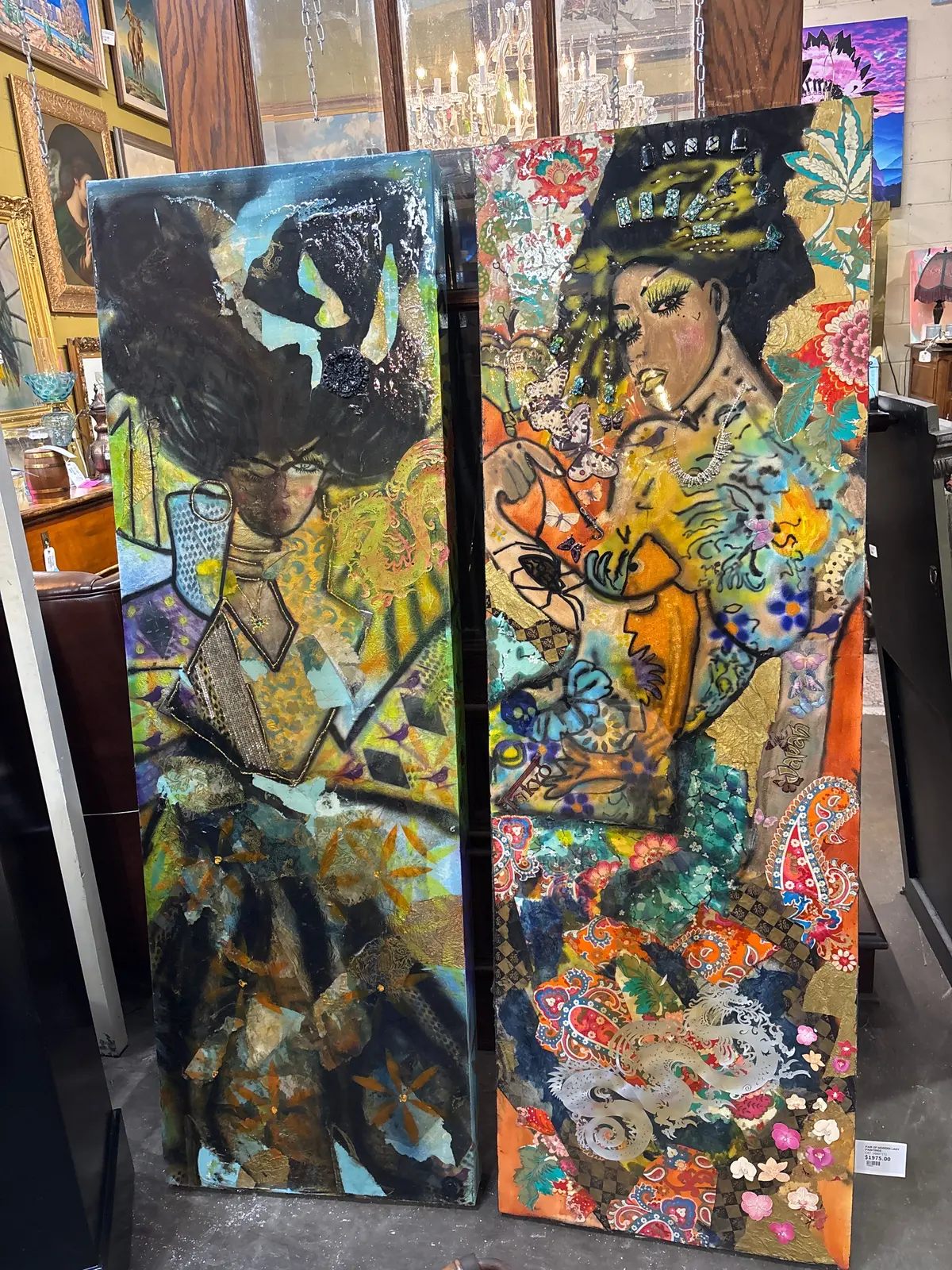 Pair Of Modern Lady Paintings 1