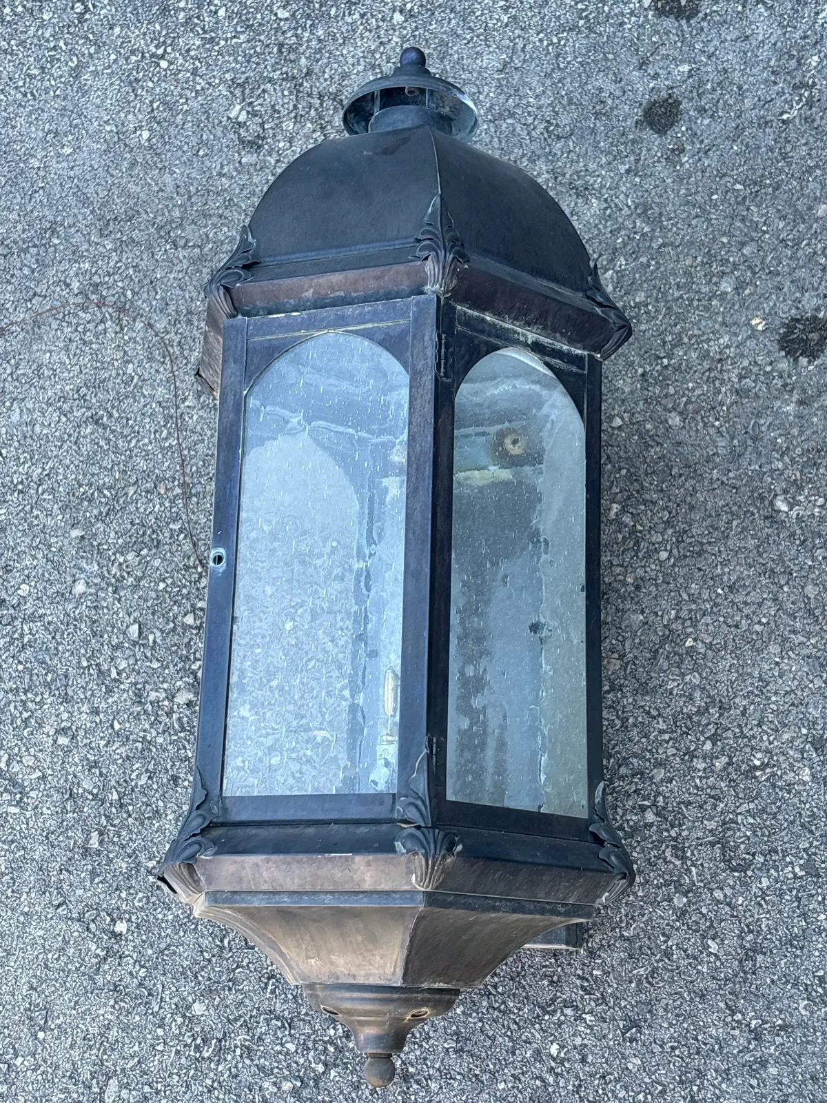 Small Black Metal And Glass Gas Wall Lantern 1