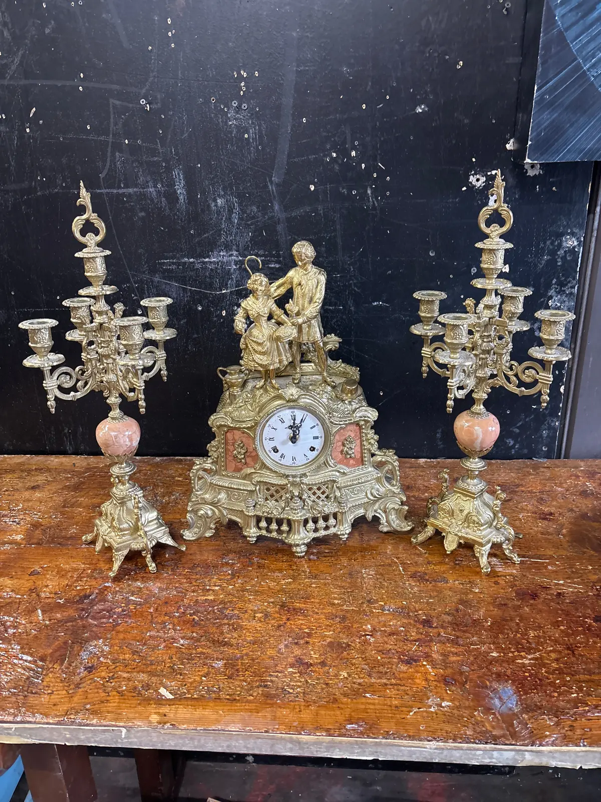 Ornate Clock With Pair Of Candleabras 1
