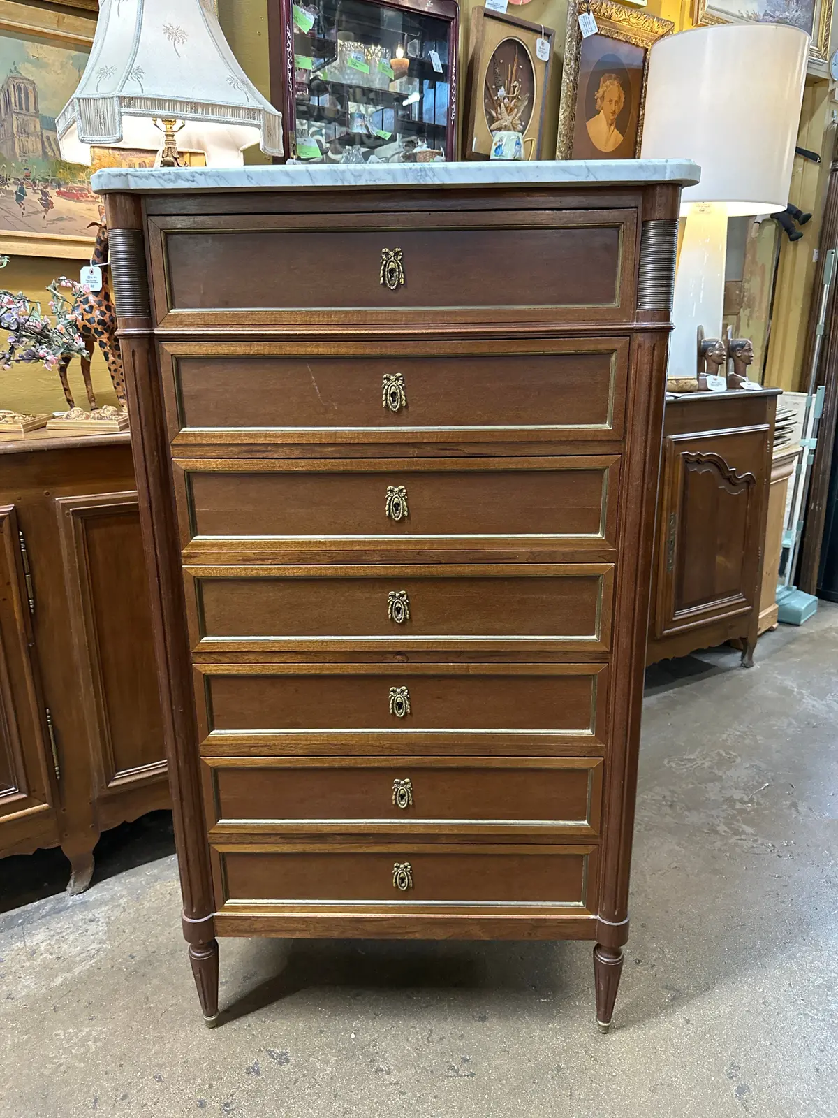 Louis Xvi White Marble Top Semanier 1