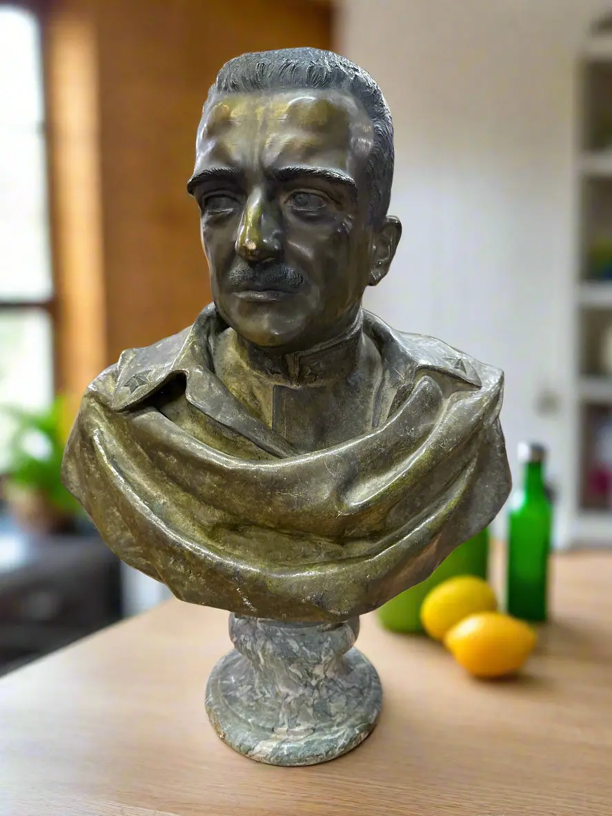 Large Bronze Male Bust On Marble Base 1